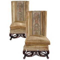 Pair of Walnut Framed Chairs in the Style of William & Mary