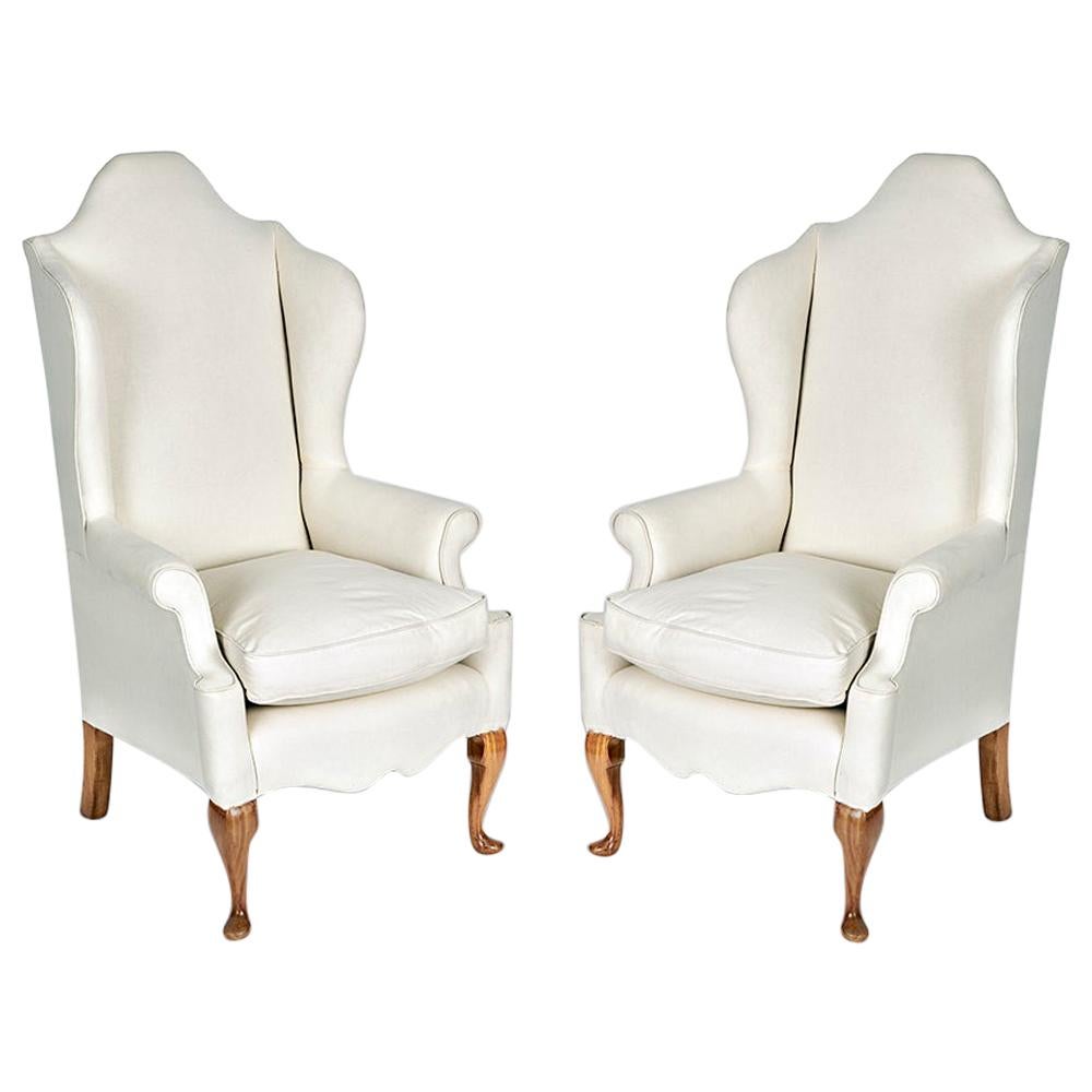 Pair of 18th Century Style Wing Chairs For Sale