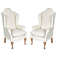 Antique Pair of 18th Century Style Wing Chairs