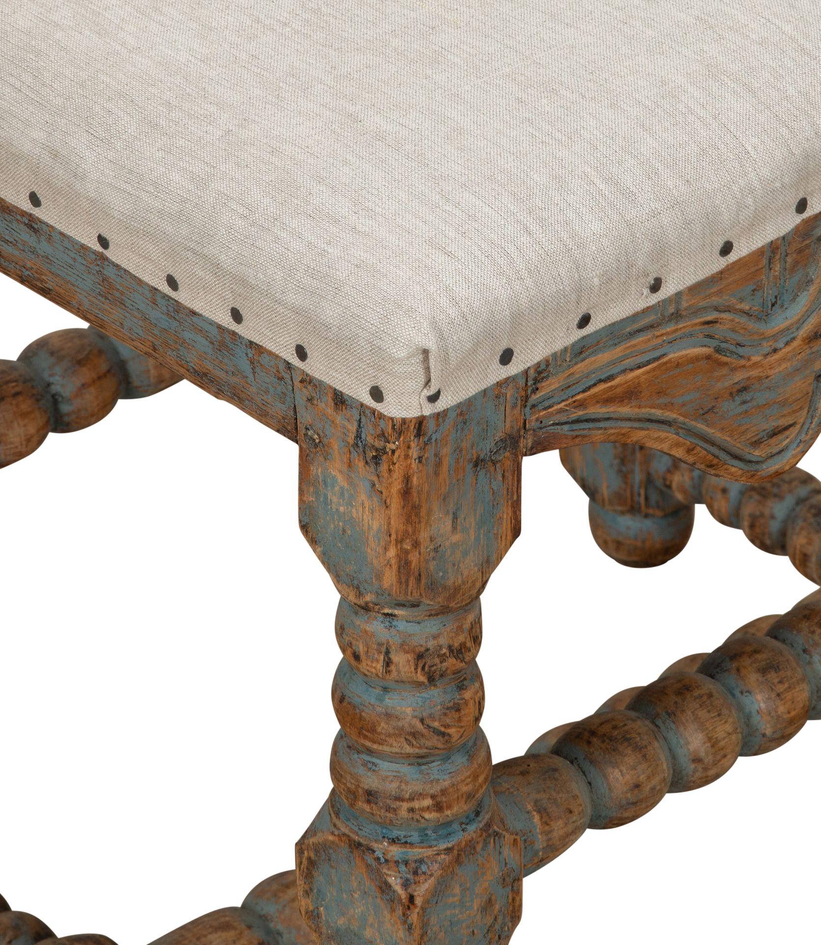18th Century and Earlier Pair of 18th Century Swedish Baroque Bobbin Frame Stools
