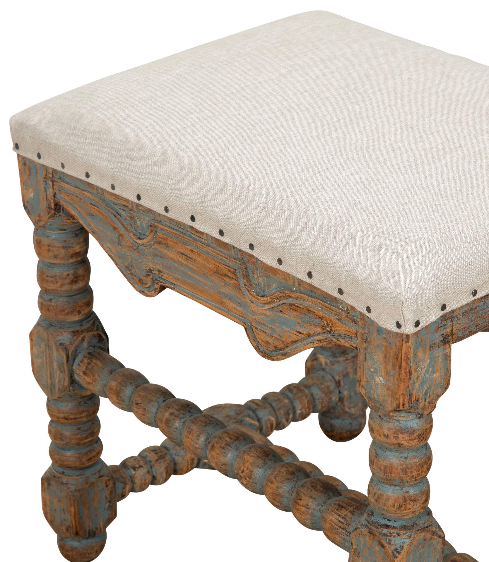 Wood Pair of 18th Century Swedish Baroque Bobbin Frame Stools