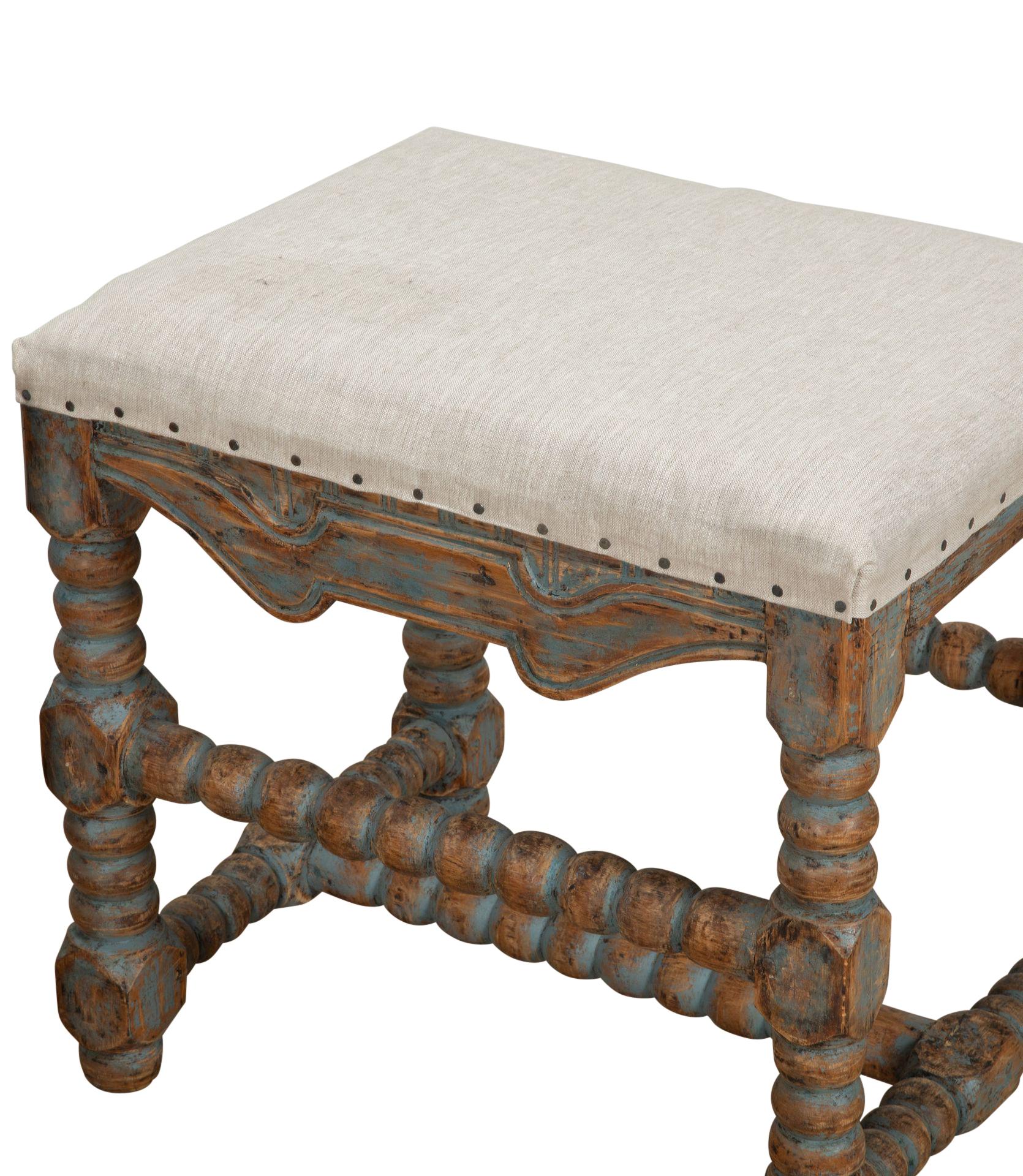 Pair of 18th Century Swedish Baroque Bobbin Frame Stools 1