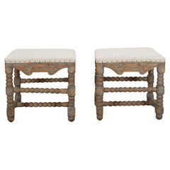 Pair of 18th Century Swedish Baroque Bobbin Frame Stools