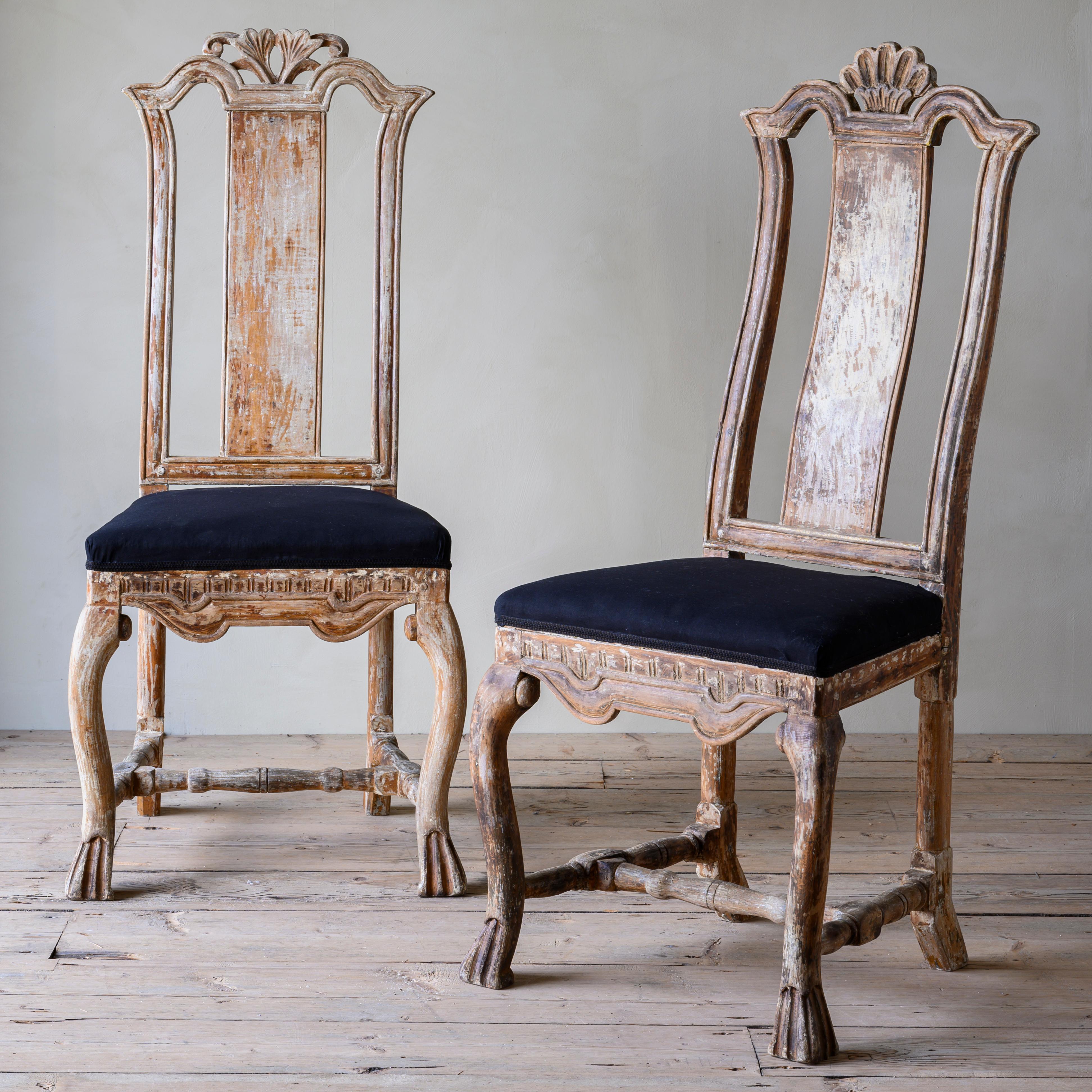 Wood Pair of 18th Century Swedish Baroque Chairs