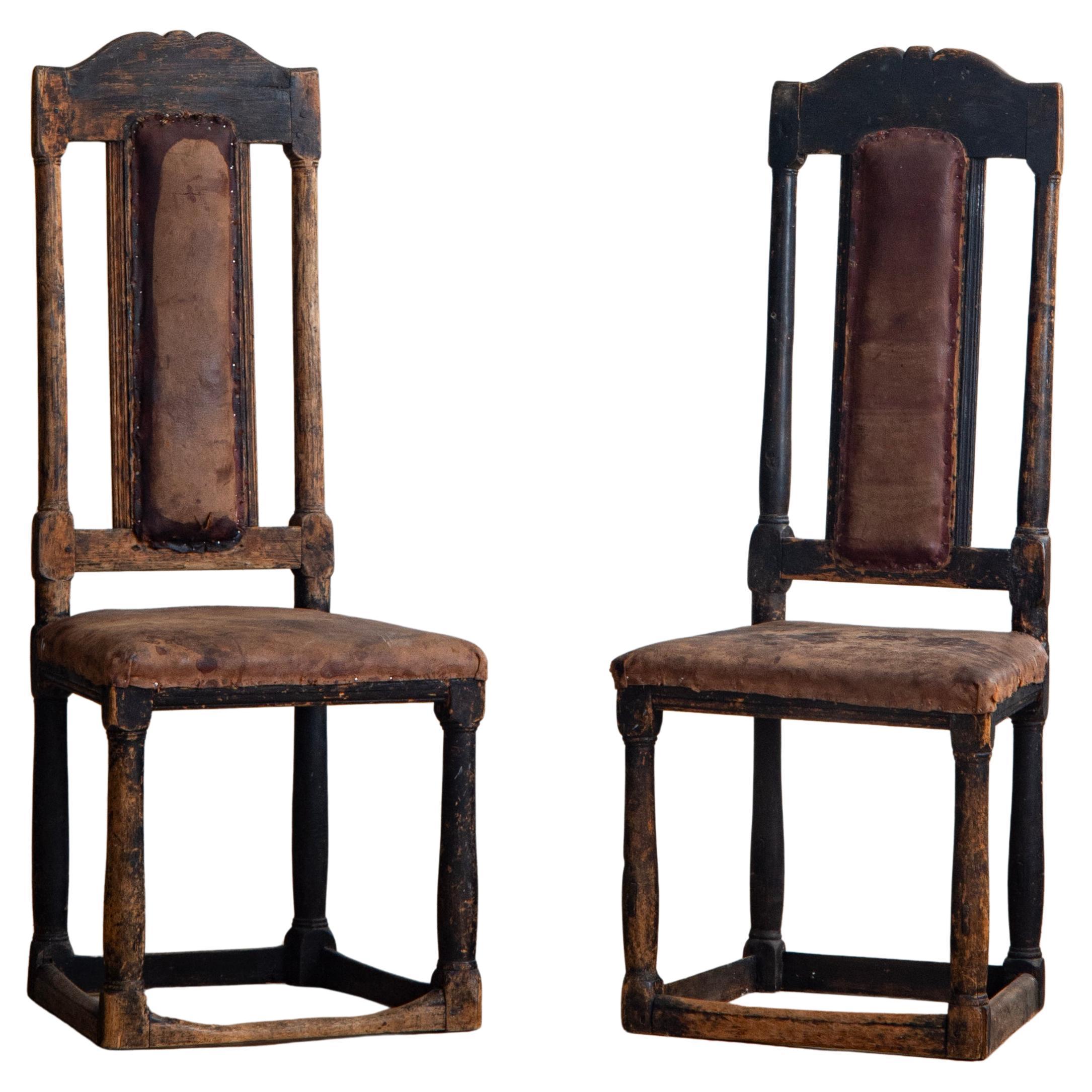 Pair of 18th Century Swedish Baroque Chairs For Sale
