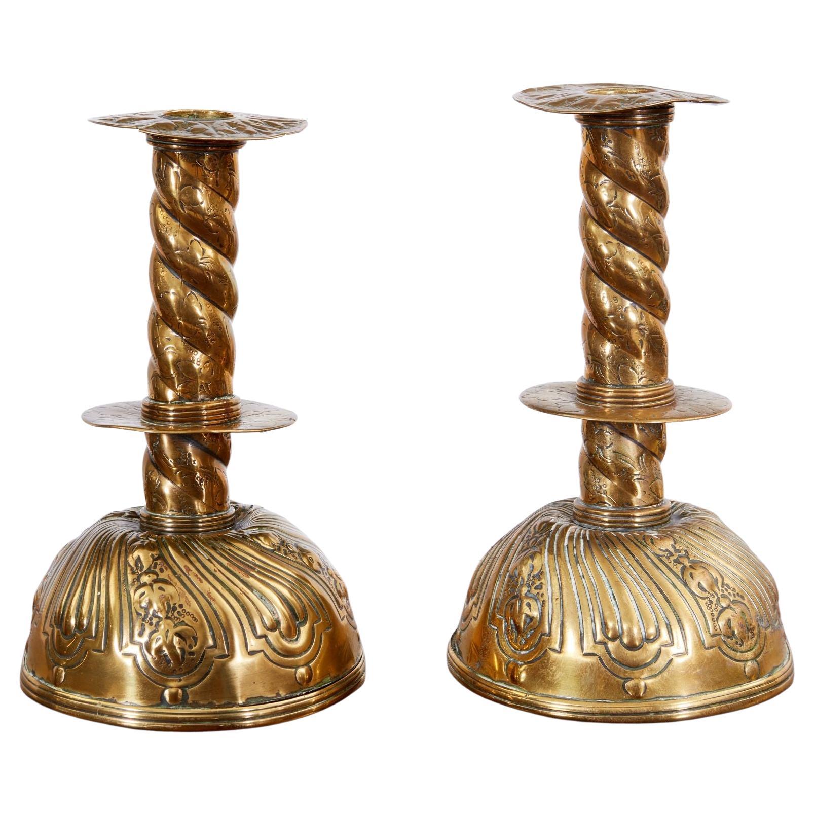 Pair of 18th Century Swedish Candlesticks For Sale