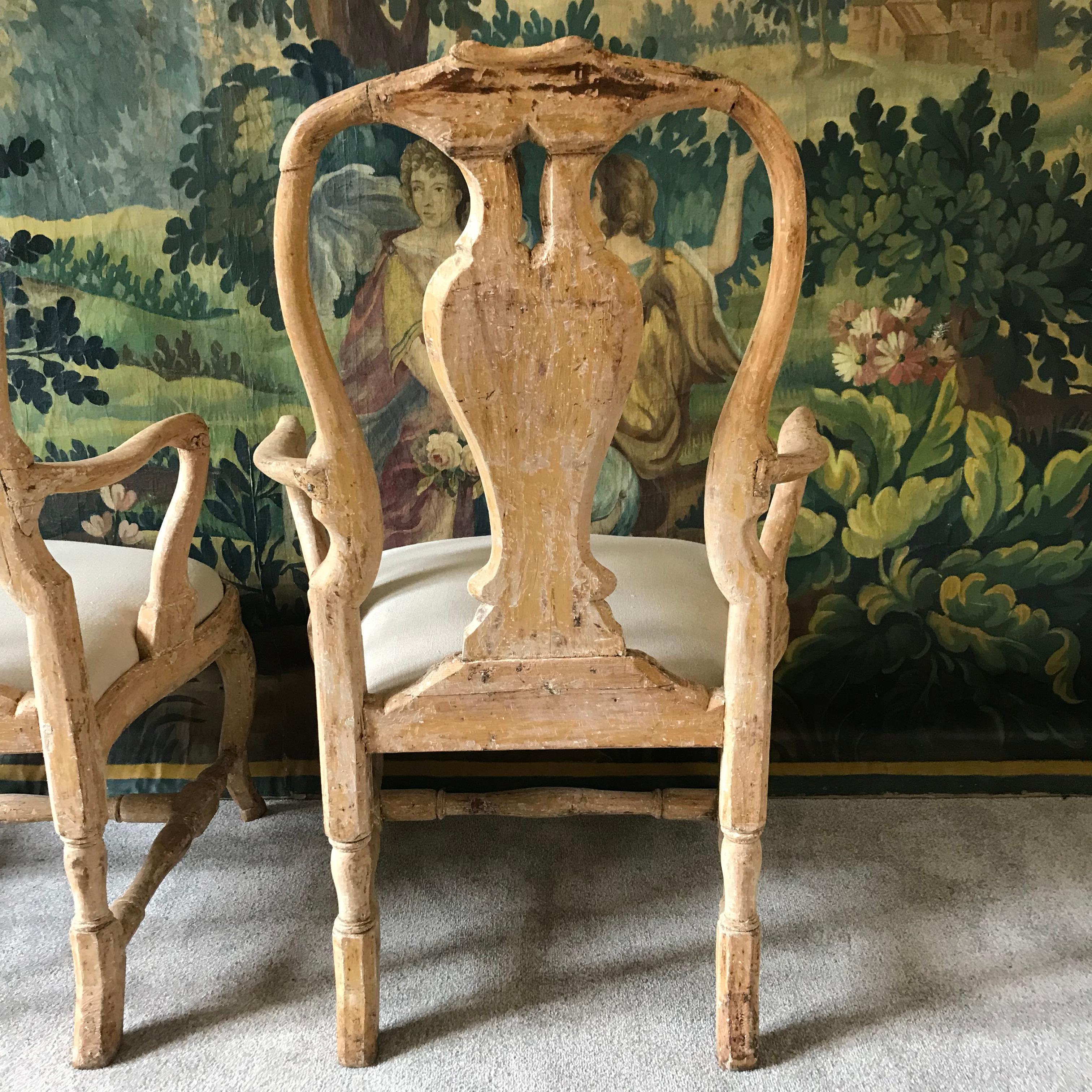 Pair of 18th Century Swedish Chairs For Sale 6