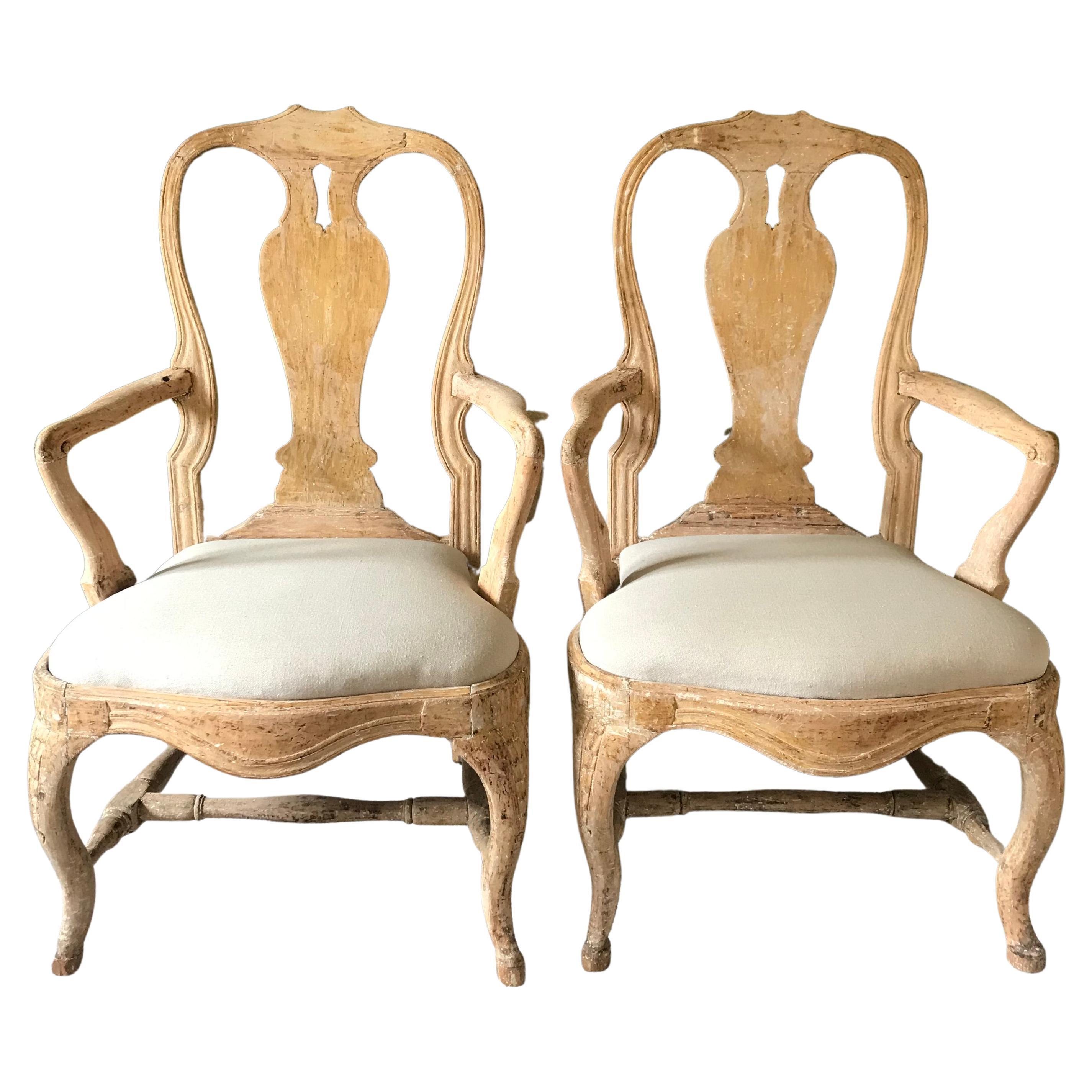 Schwedisches Paar Stühle aus dem 18. Jahrhundert