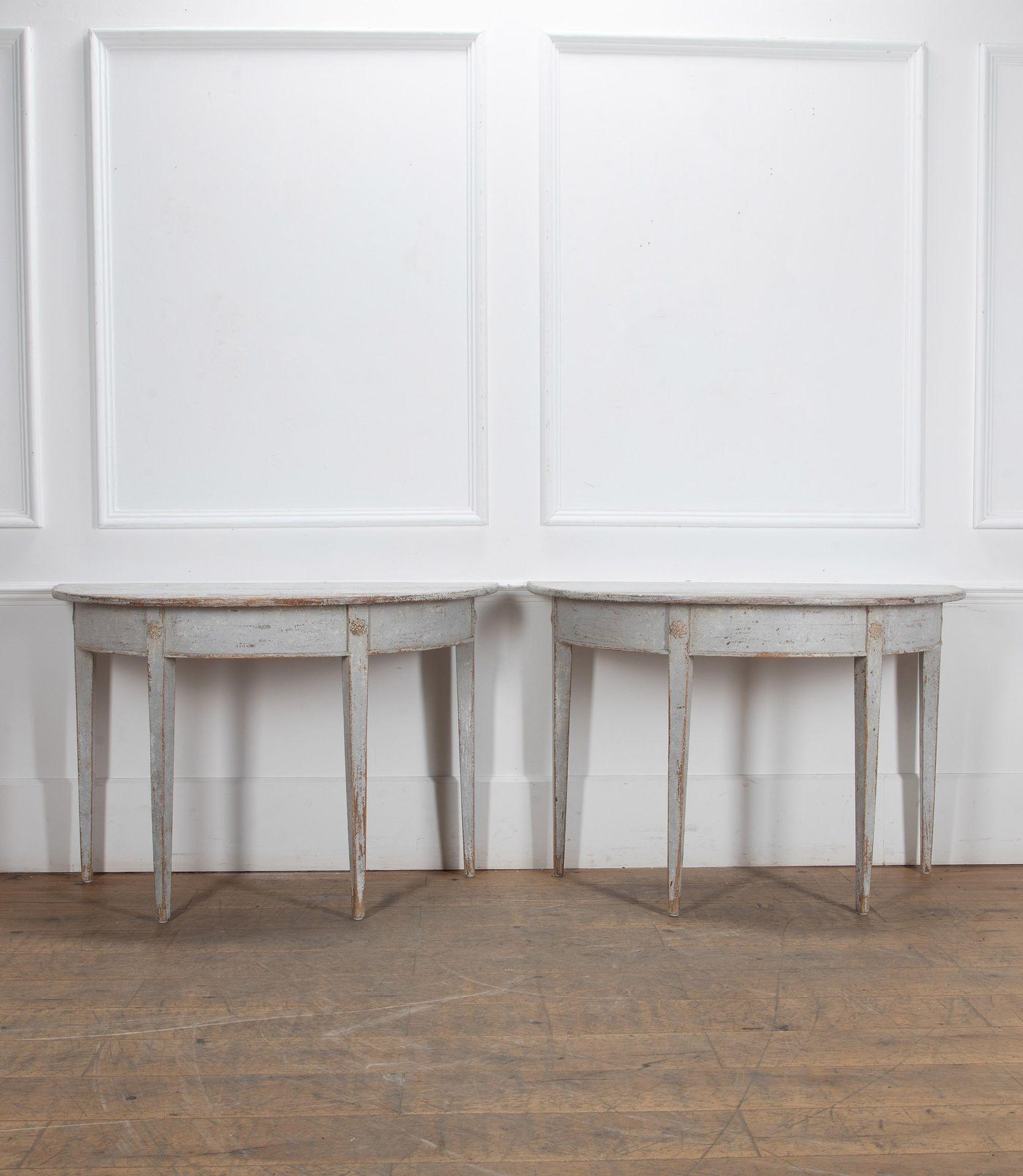Wood Pair of 18th Century Swedish Demi-Lunes For Sale