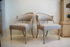 Pair of 18th Century Swedish Gustavian Barrel Back Lion Chairs
