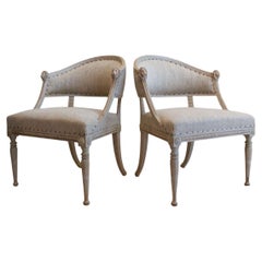 Pair of 18th Century Swedish Gustavian Barrel Back Lion Chairs