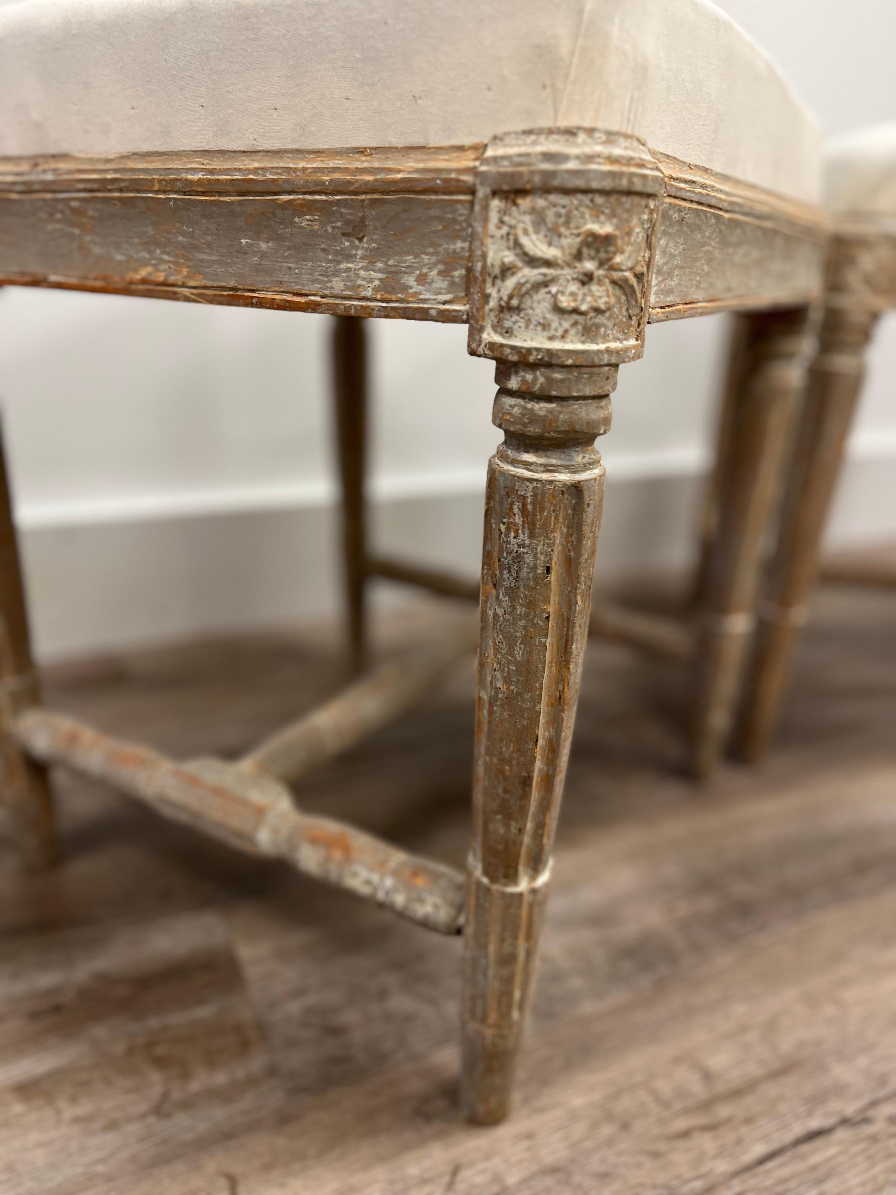Hand-Carved Pair of 18th Century Swedish Gustavian Footstools