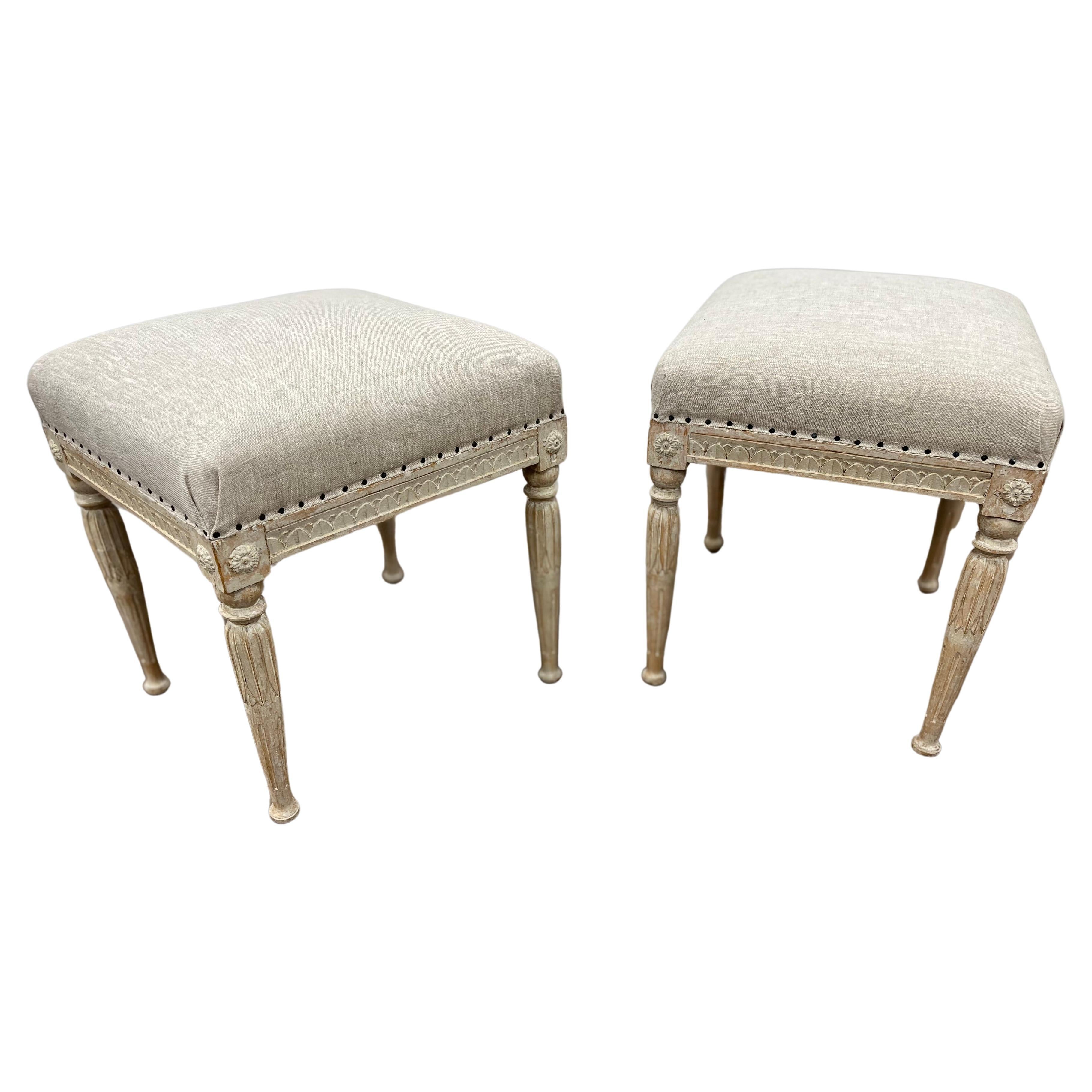 Pair of 18th Century Swedish Gustavian Footstools For Sale