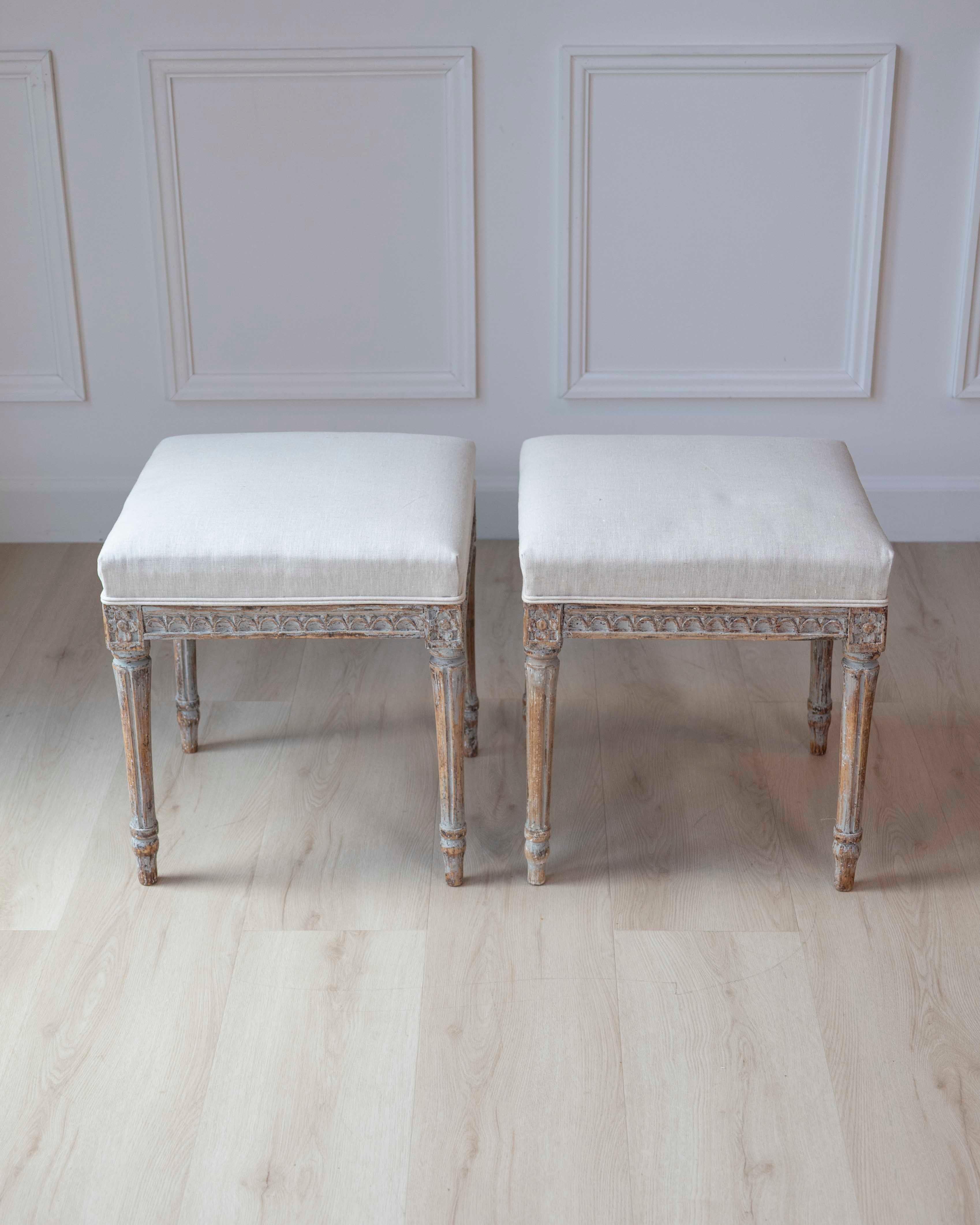 Pair of 18th Century Swedish Gustavian Stools For Sale at 1stDibs