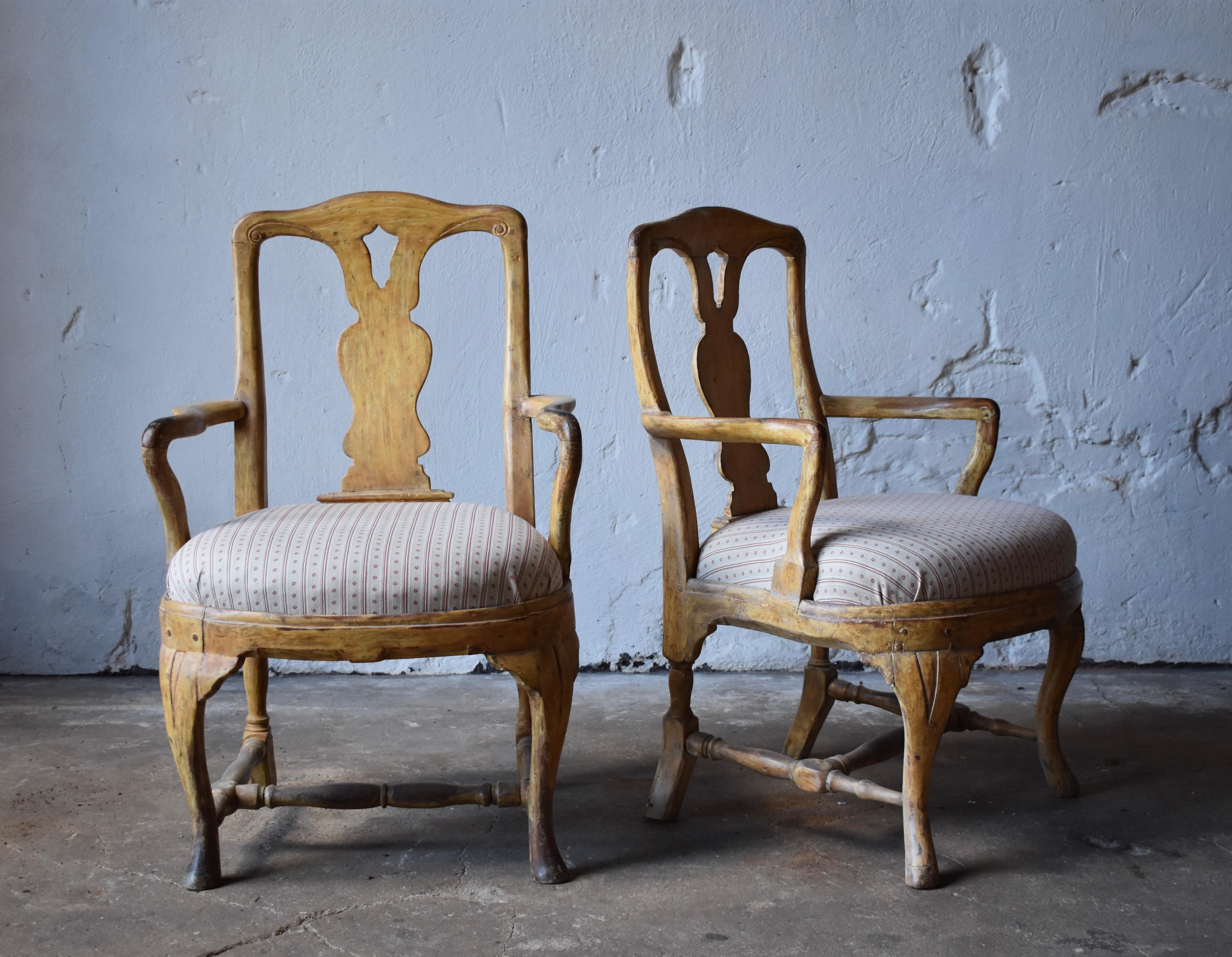 Pair of 18th Century Swedish Roccoco Armchairs For Sale 3