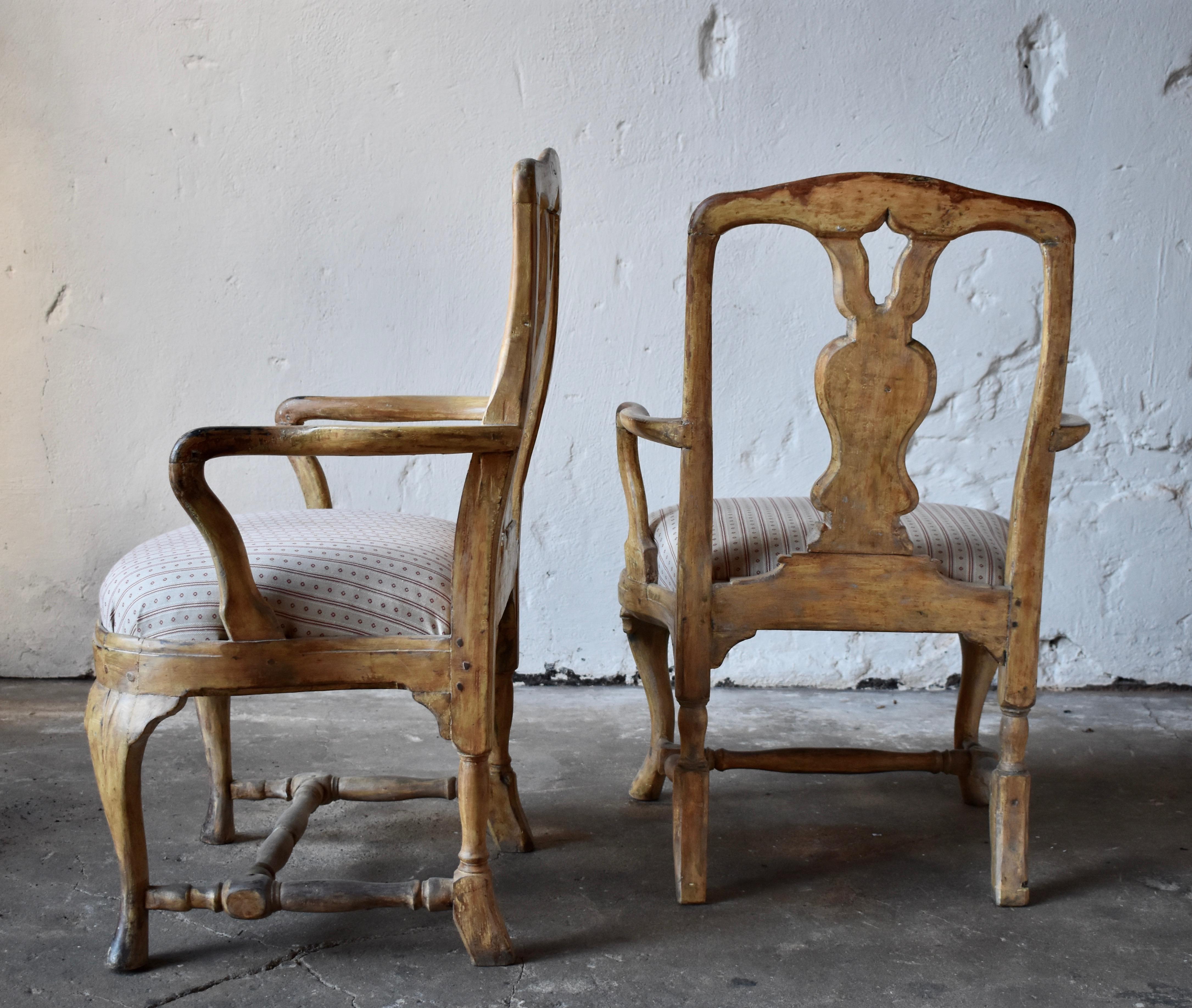 Rococo Pair of 18th Century Swedish Roccoco Armchairs For Sale