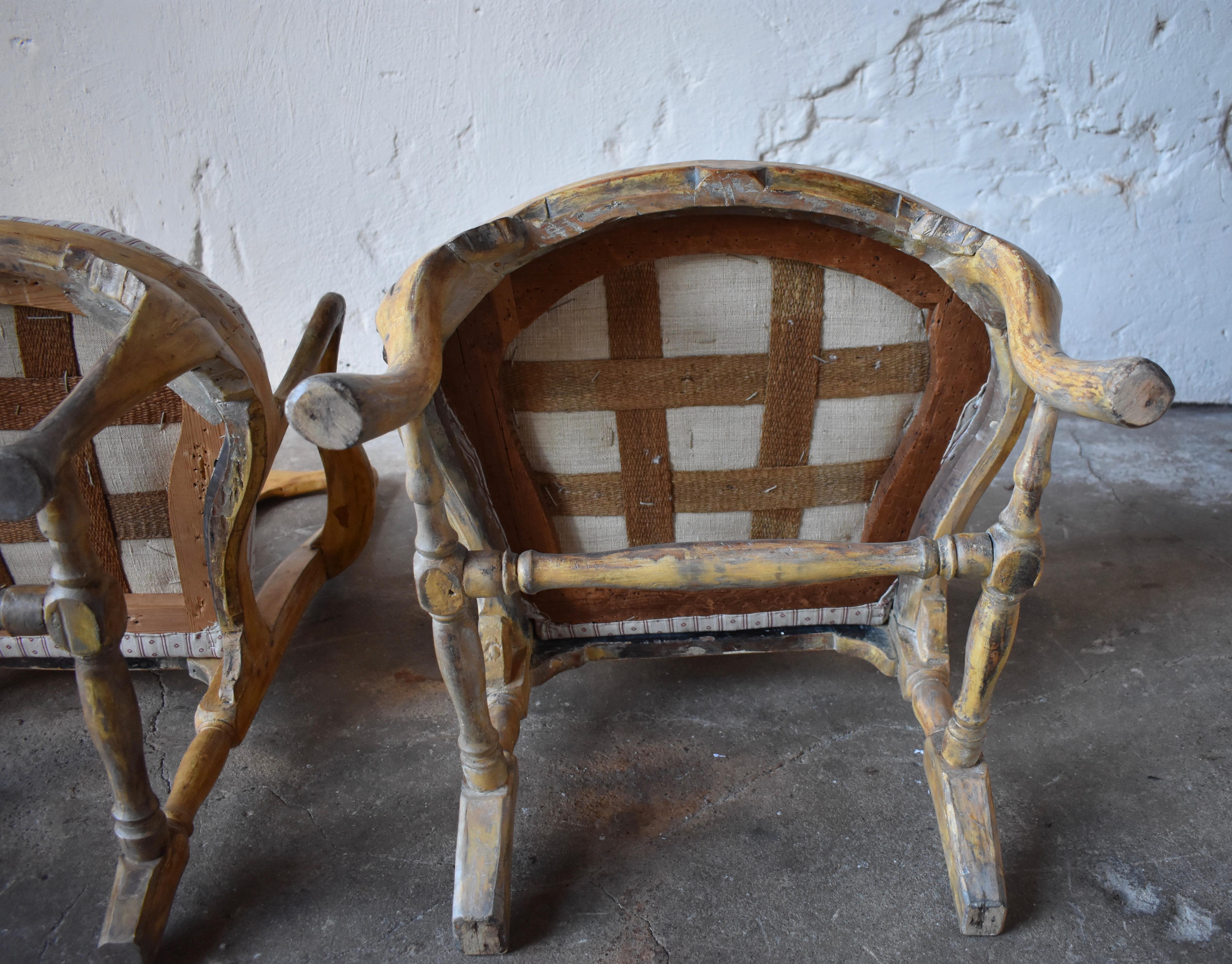 Upholstery Pair of 18th Century Swedish Roccoco Armchairs For Sale