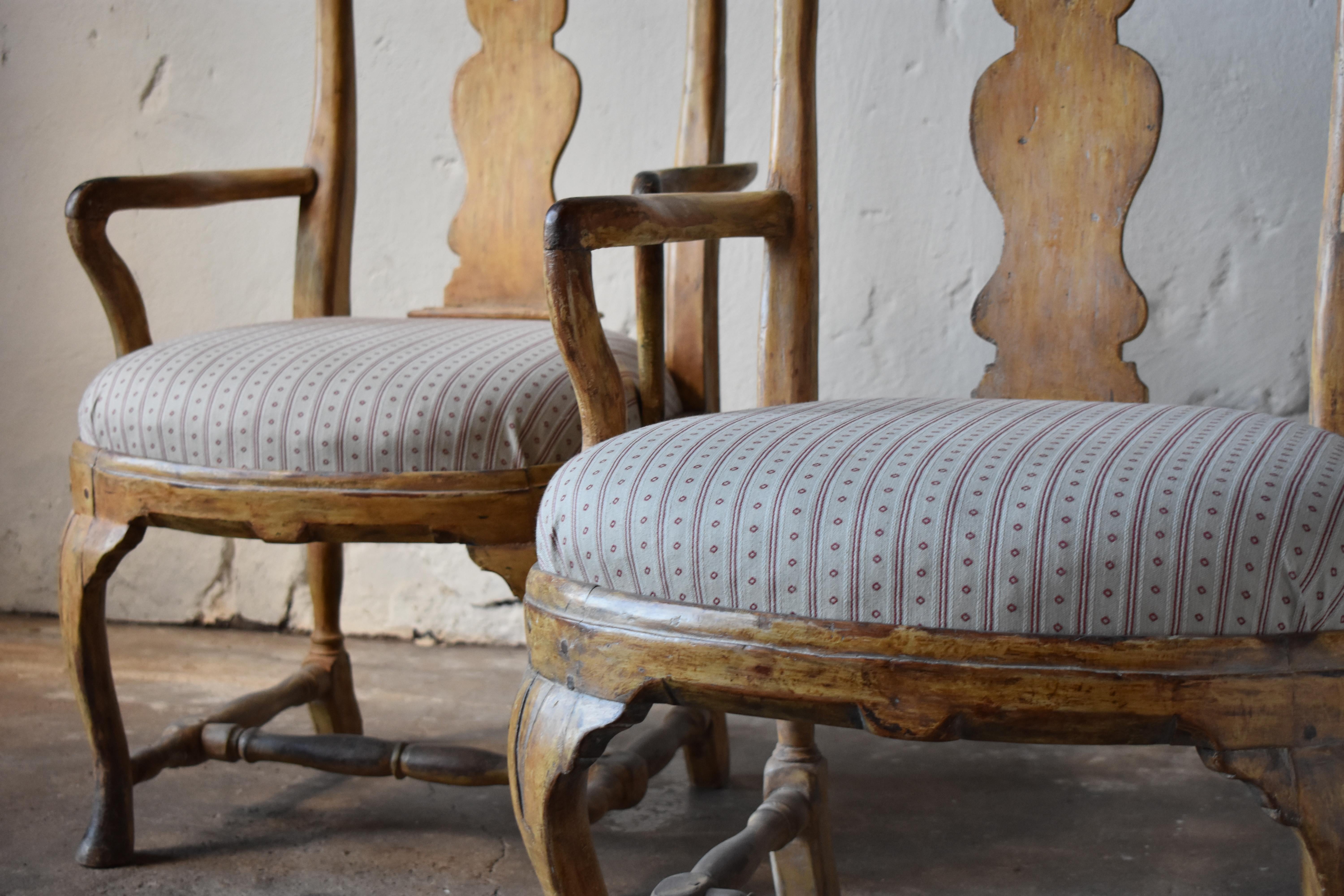 Pair of 18th Century Swedish Roccoco Armchairs For Sale 2