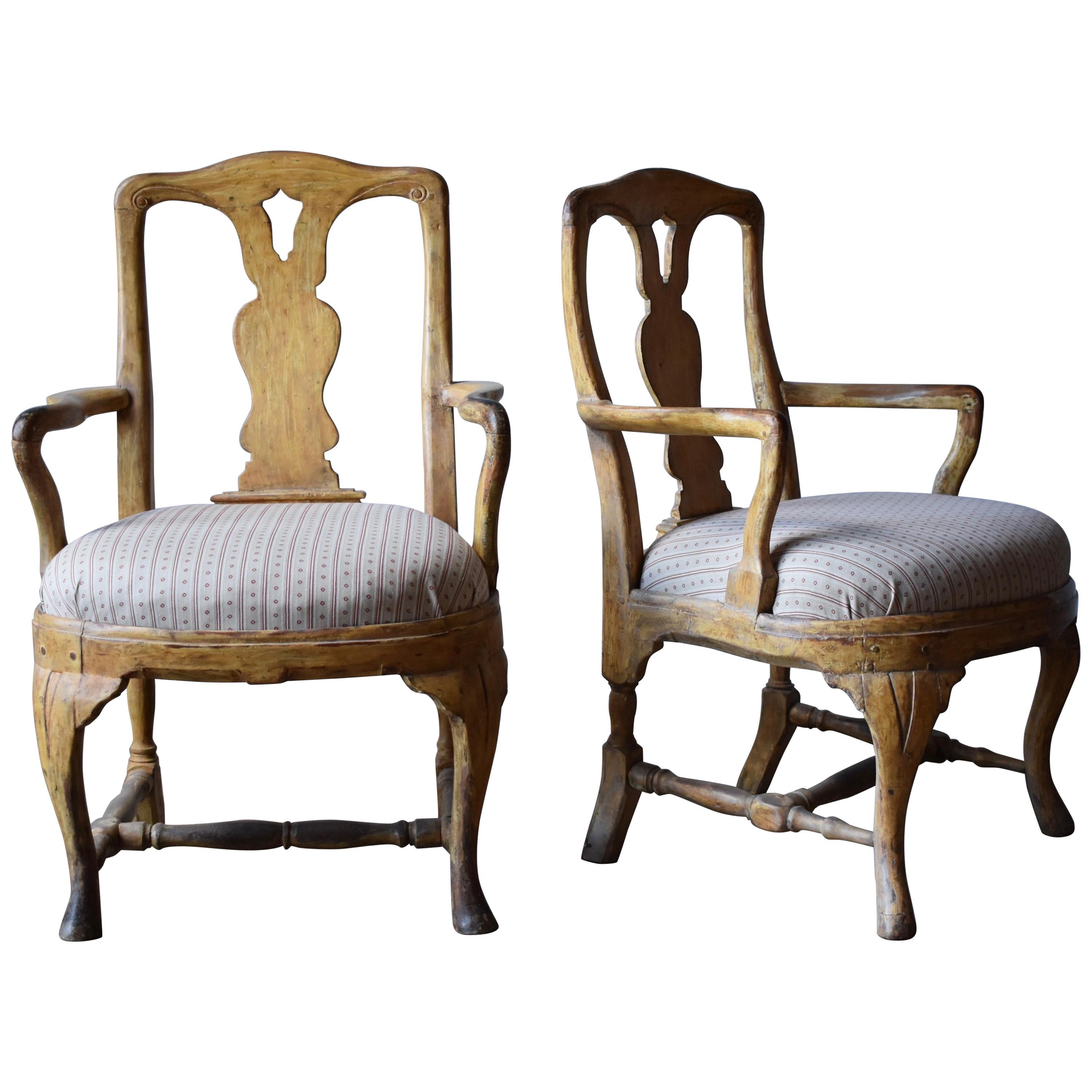 Pair of 18th Century Swedish Roccoco Armchairs For Sale