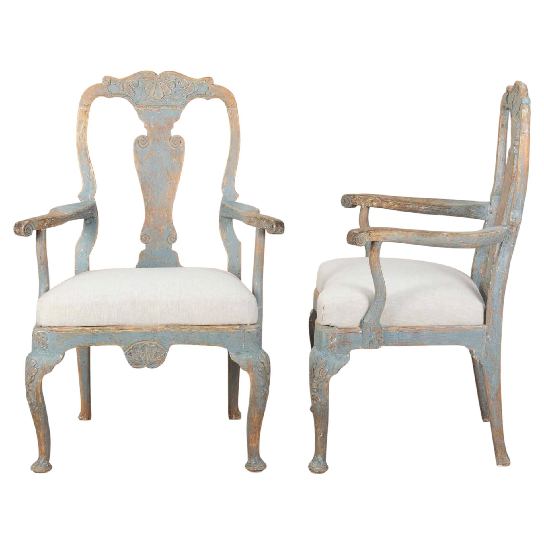 Paire de fauteuils rococo suédois du XVIIIe siècle
