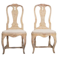 Pair of 18th Century Swedish Rococo Period Side Chairs