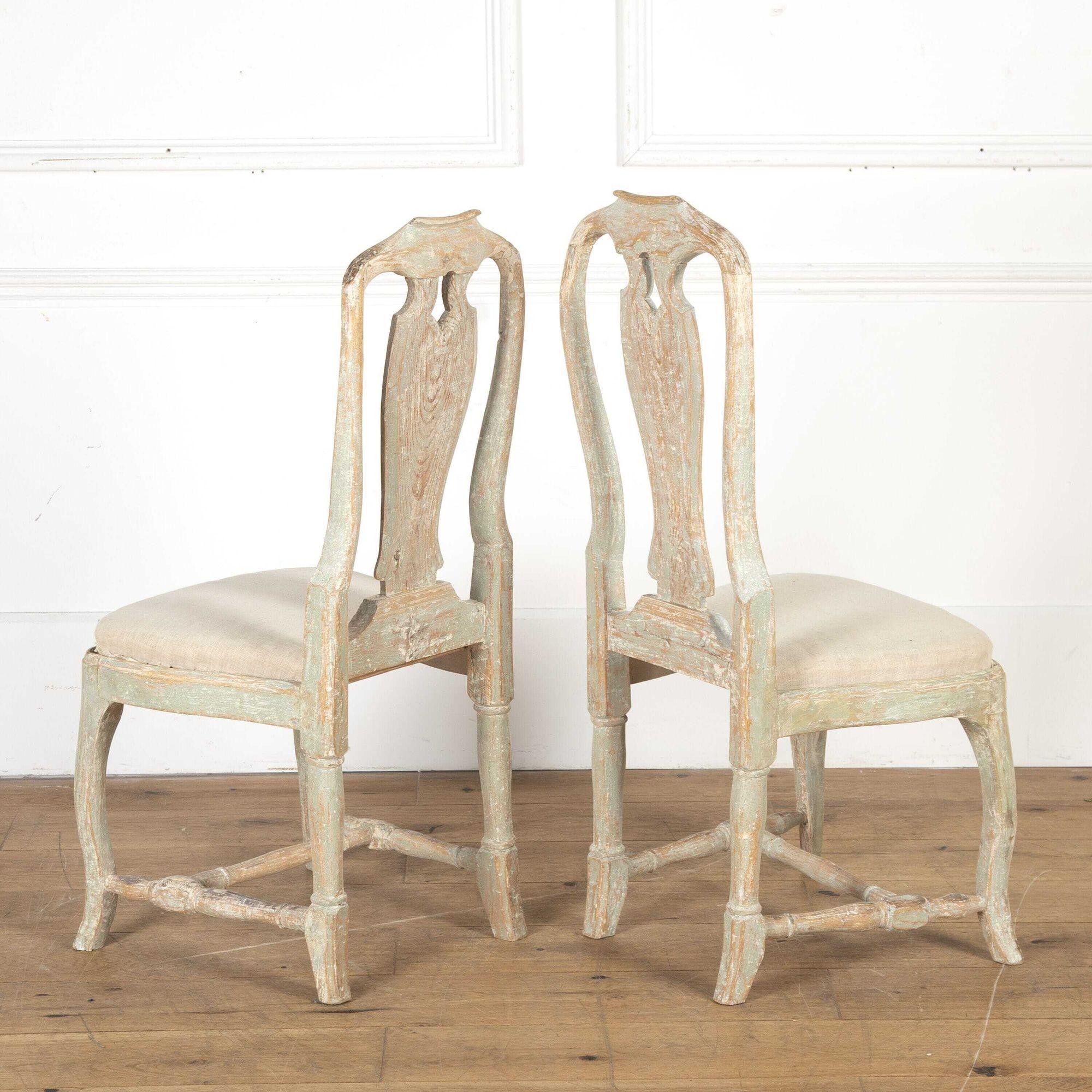 Pair of 18th Century Swedish Rococo Side Chairs In Good Condition In Gloucestershire, GB