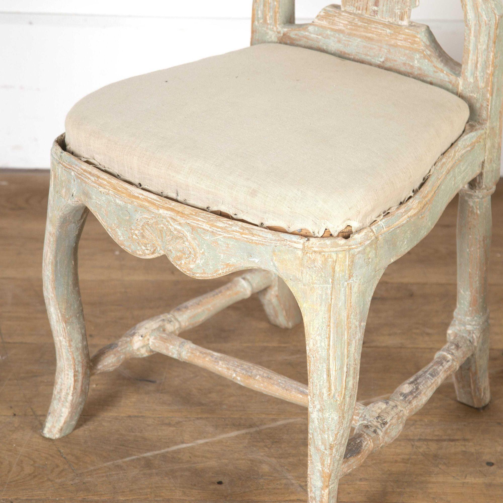 18th Century and Earlier Pair of 18th Century Swedish Rococo Side Chairs