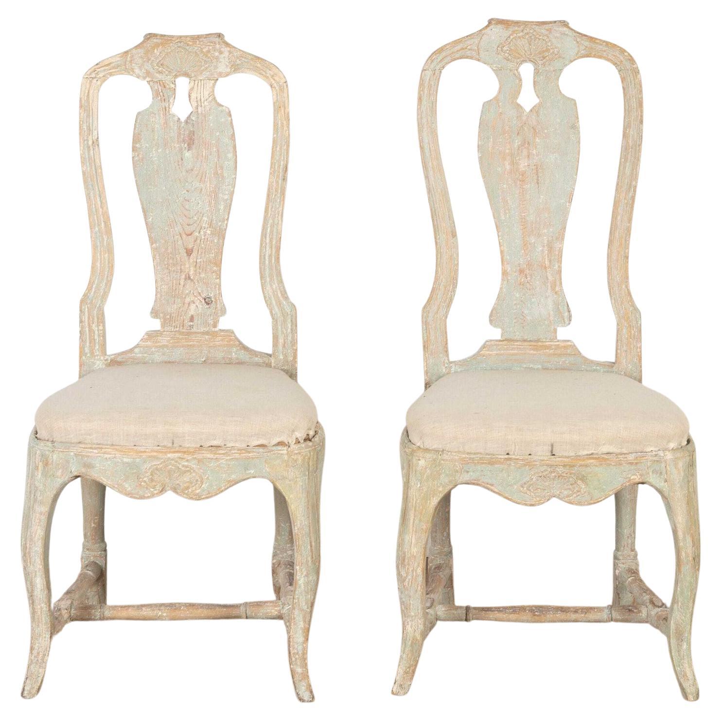 Pair of 18th Century Swedish Rococo Side Chairs