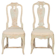 Antique Pair of 18th Century Swedish Rococo Side Chairs