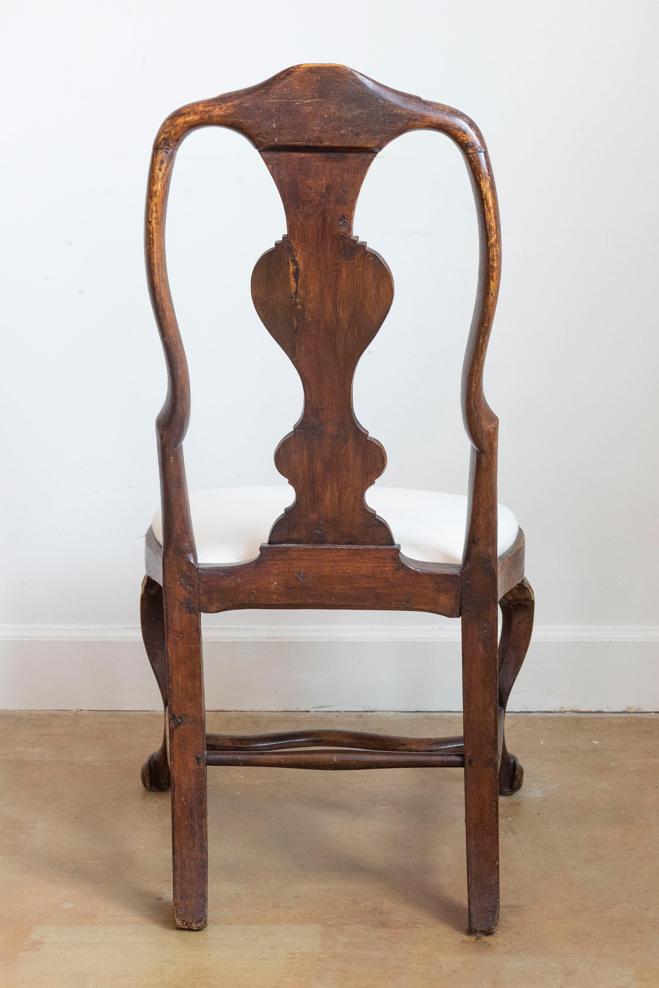 Pair of 18th Century Swedish Rococo Walnut Side Chairs For Sale 1