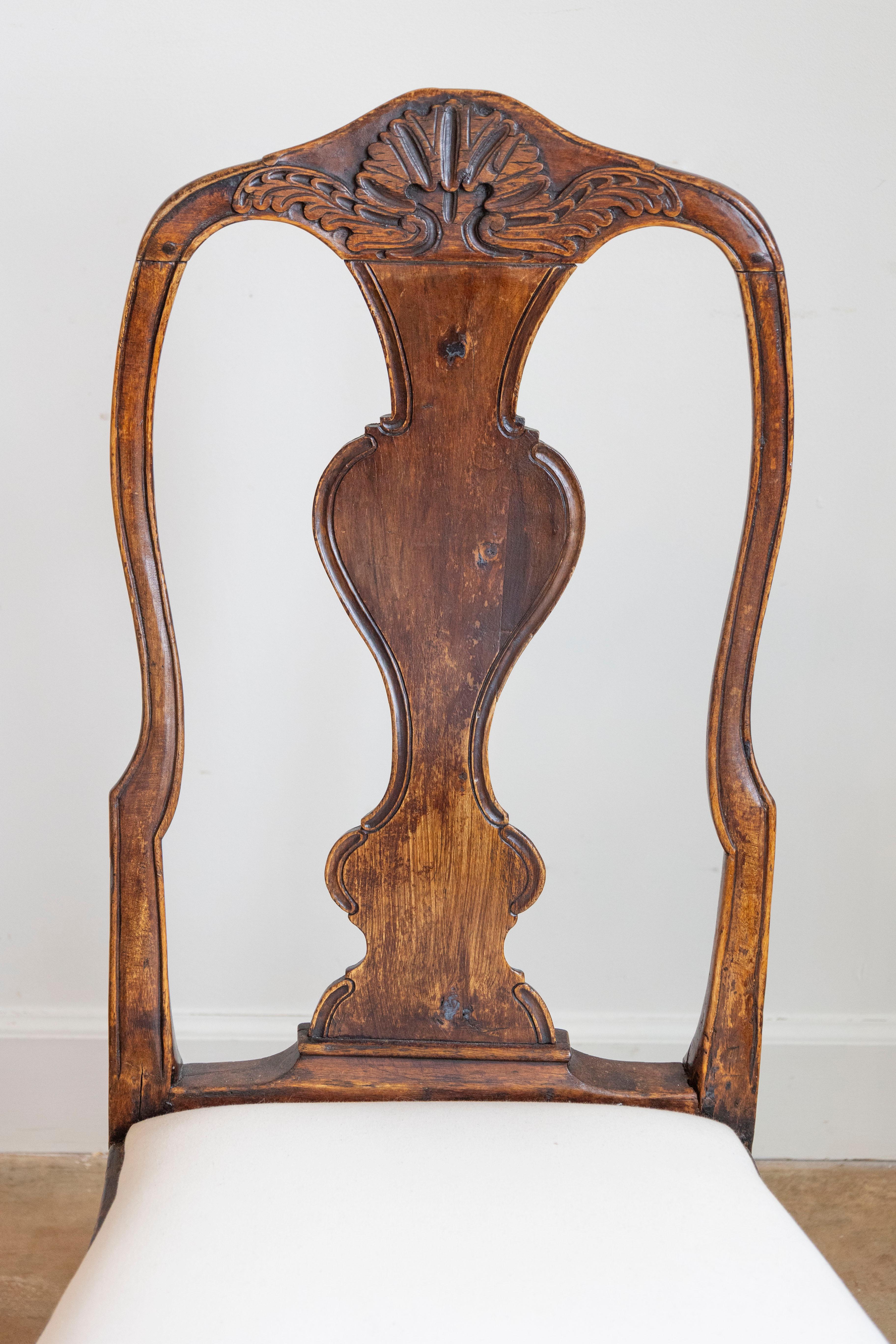 Pair of 18th Century Swedish Rococo Walnut Side Chairs For Sale 3
