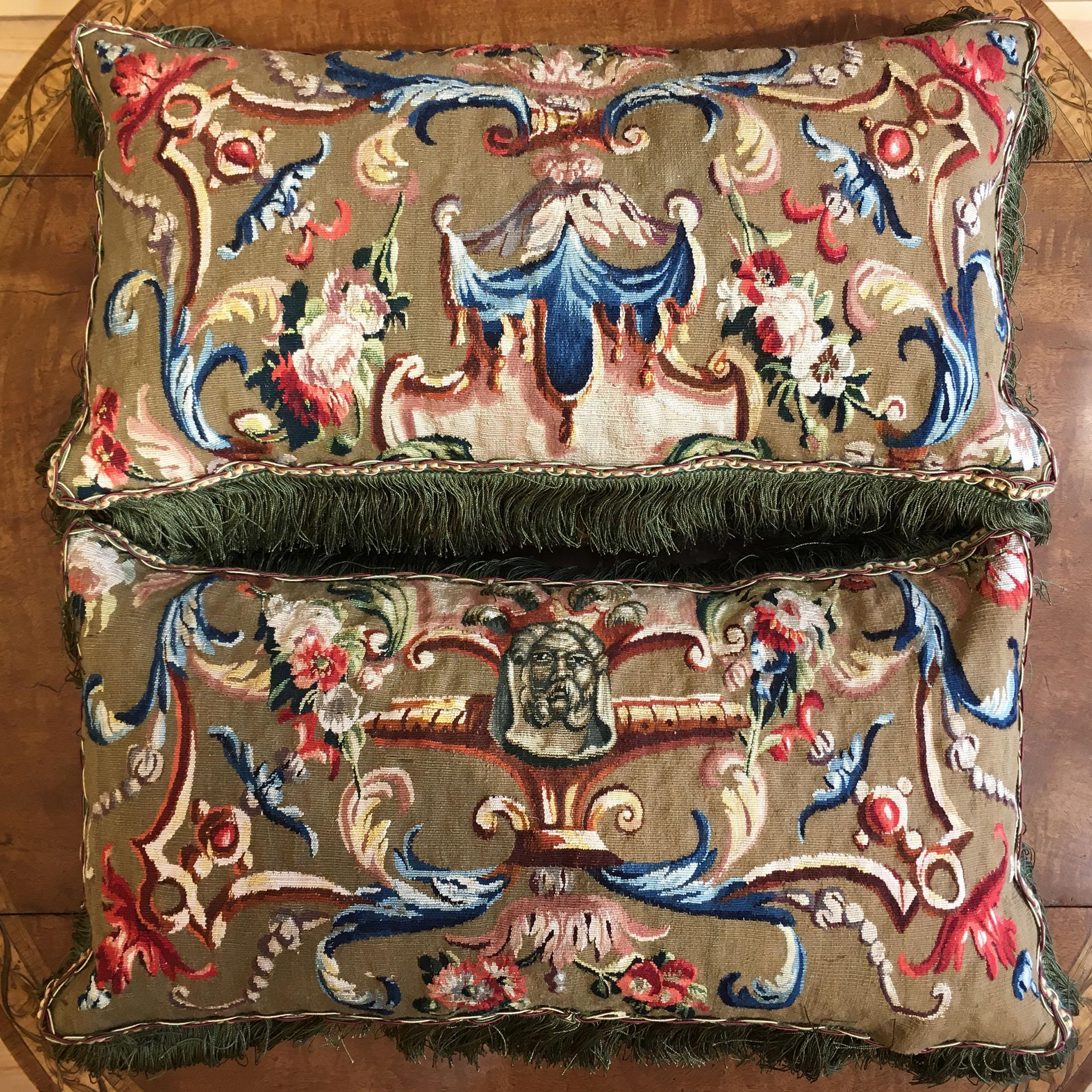 Pair Of 18th Century French Tapestry Cushions For Sale At 1stdibs