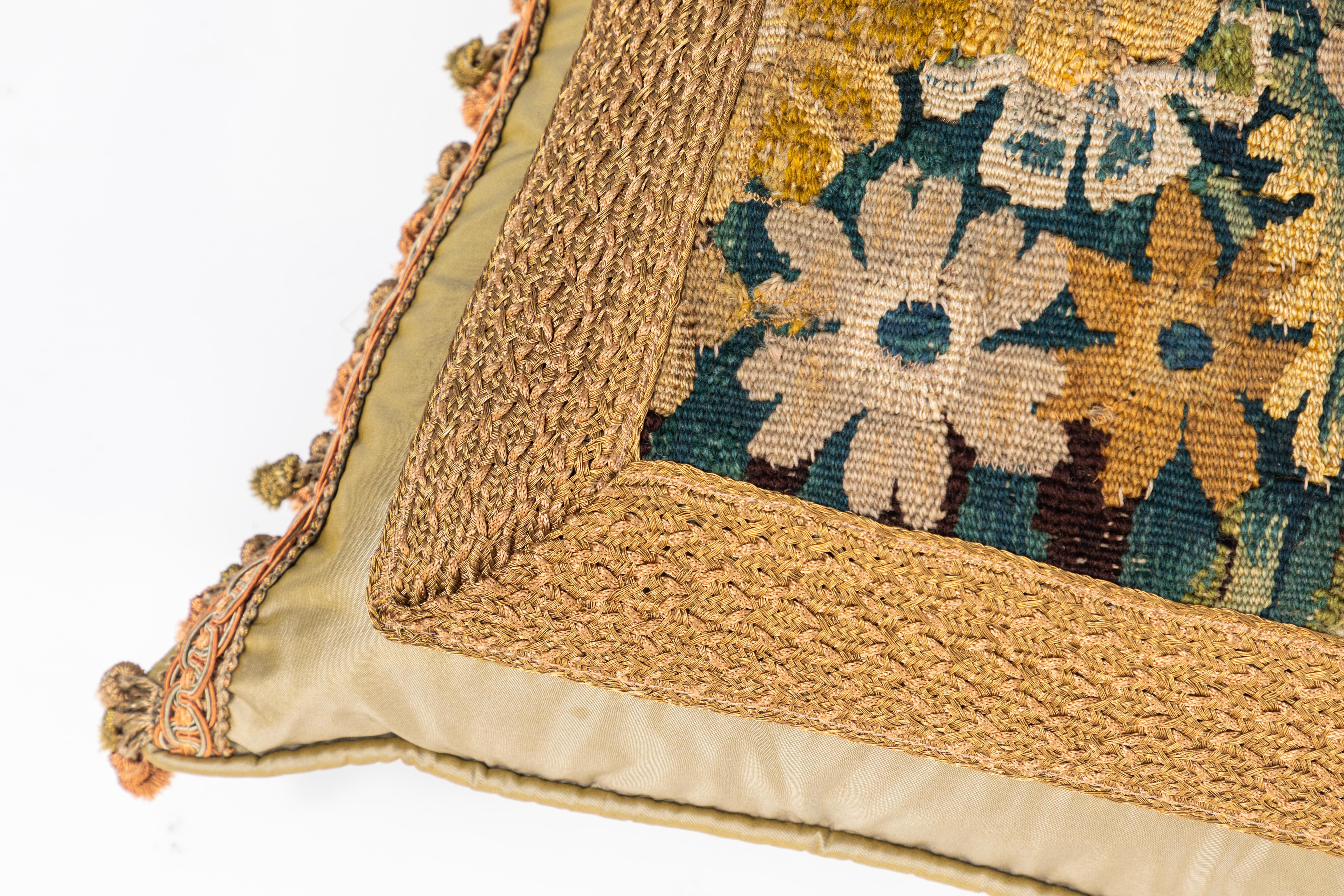 Neoclassical Pair of 18th Century Tapestry Fragment Pillows For Sale