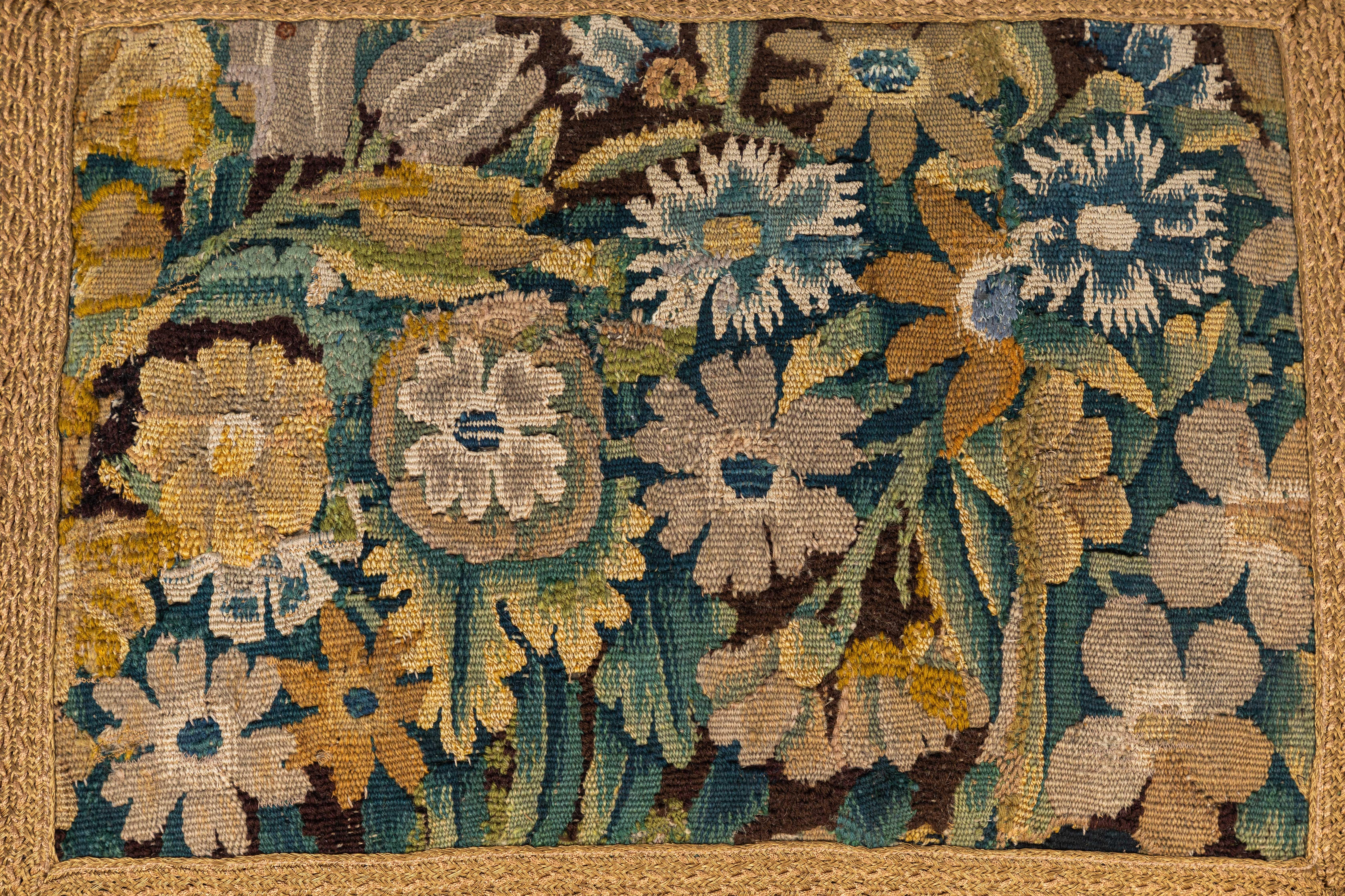 Belgian Pair of 18th Century Tapestry Fragment Pillows For Sale