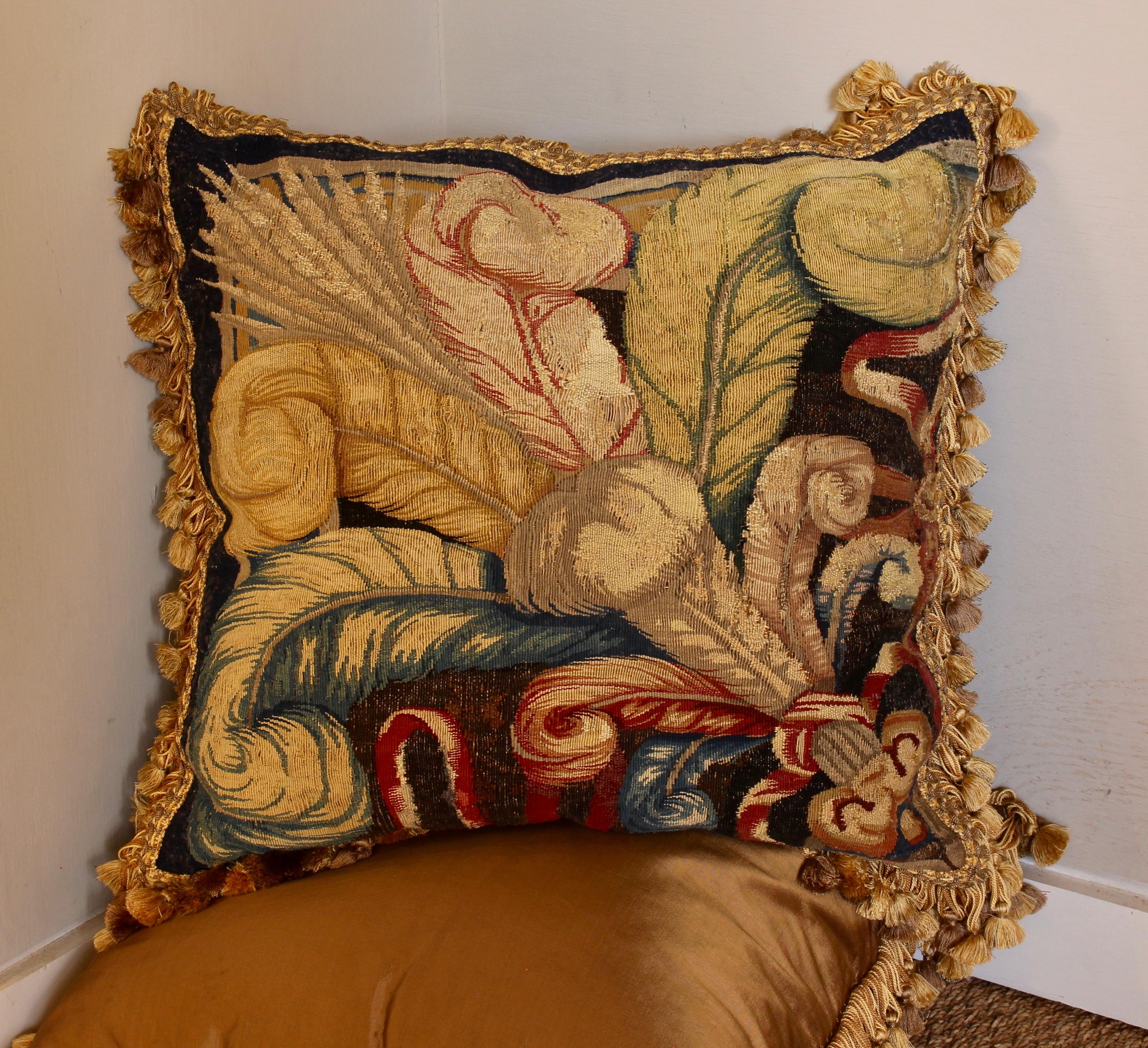 Pair of 18th Century Tapestry Fragment Pillows 1