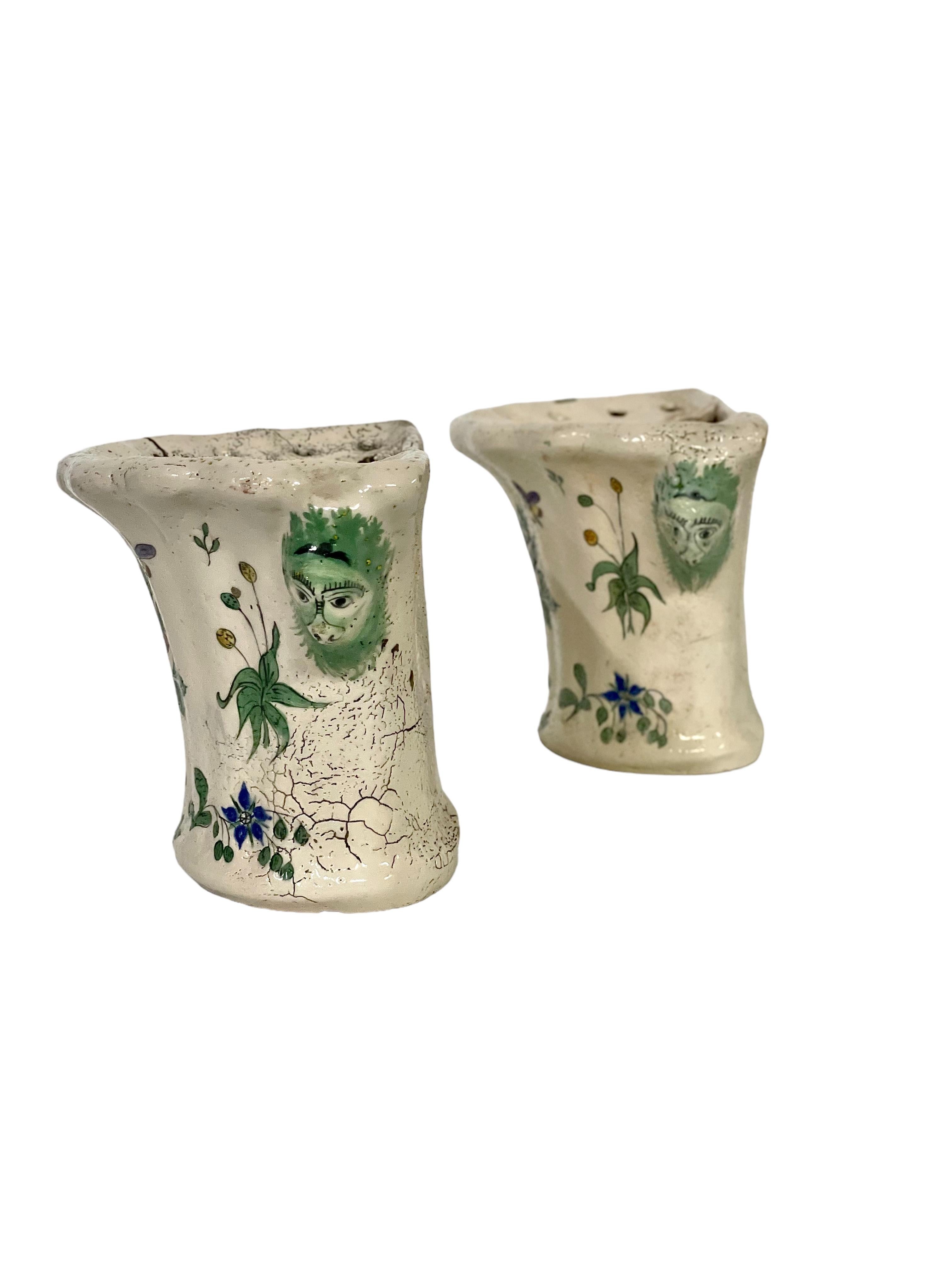 French Pair of 18th Century Terracotta 'Bouquetières', or Flower Vases For Sale