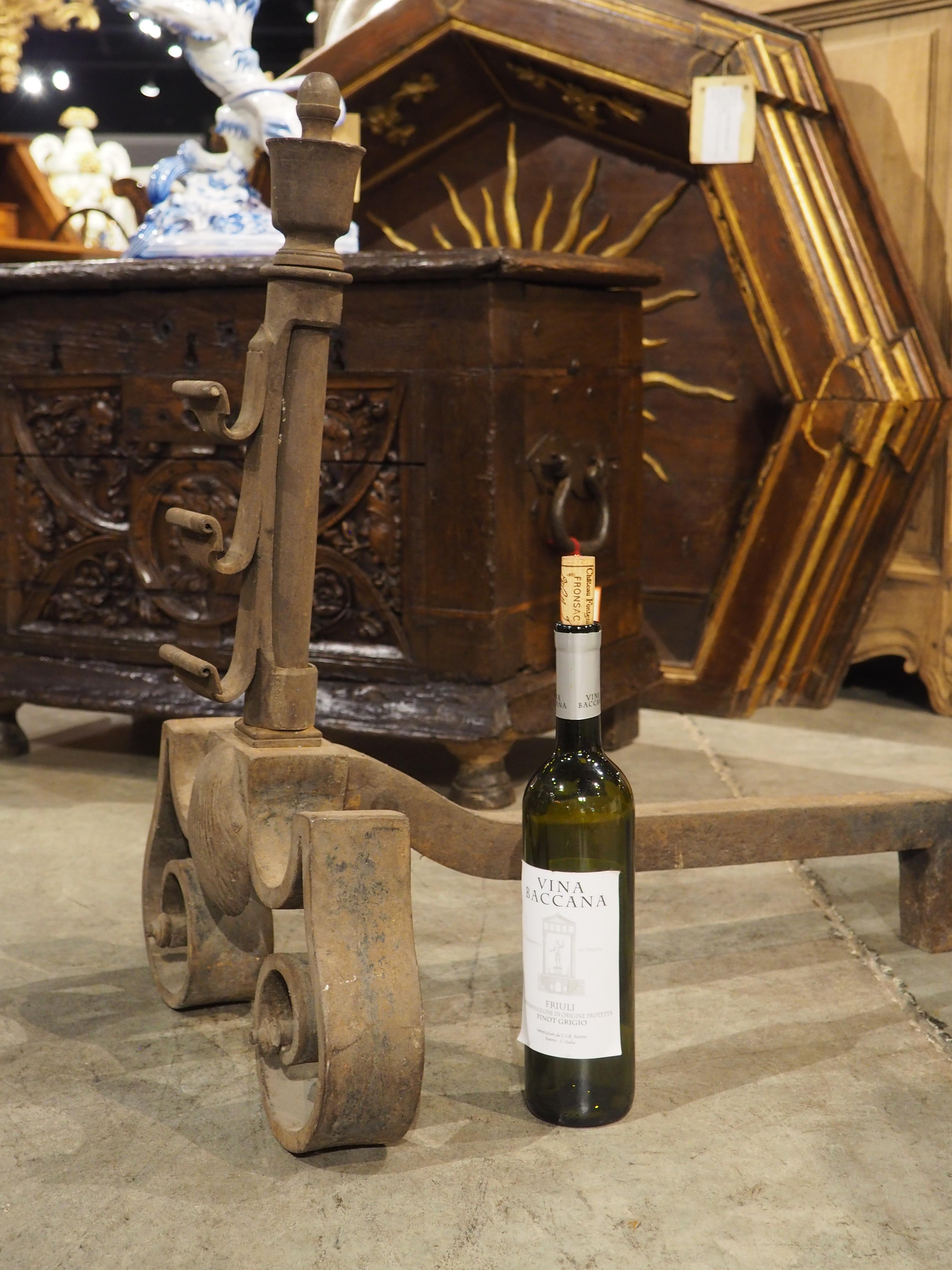 Pair of 18th Century Thickly Wrought Iron Chenets from France For Sale 8
