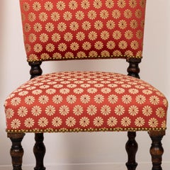 Pair of 18th Century Upholstered Side Chairs with Ebony Base