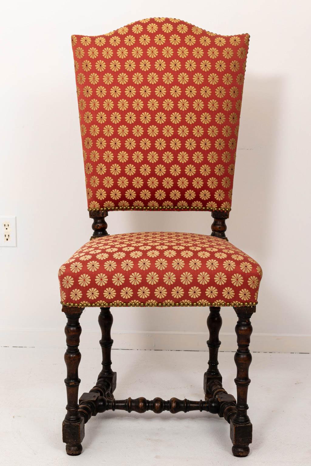 Pair of 18th Century Upholstered Side Chairs with Ebony Base 1