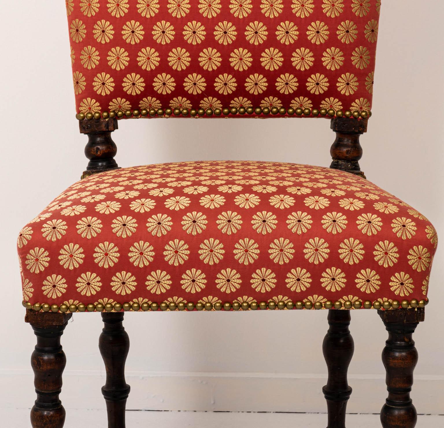 Pair of 18th Century Upholstered Side Chairs with Ebony Base 2
