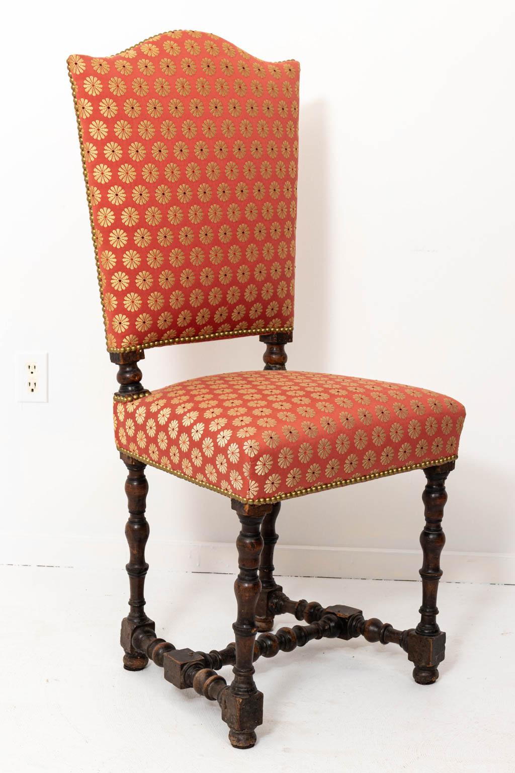 Pair of 18th Century Upholstered Side Chairs with Ebony Base 4