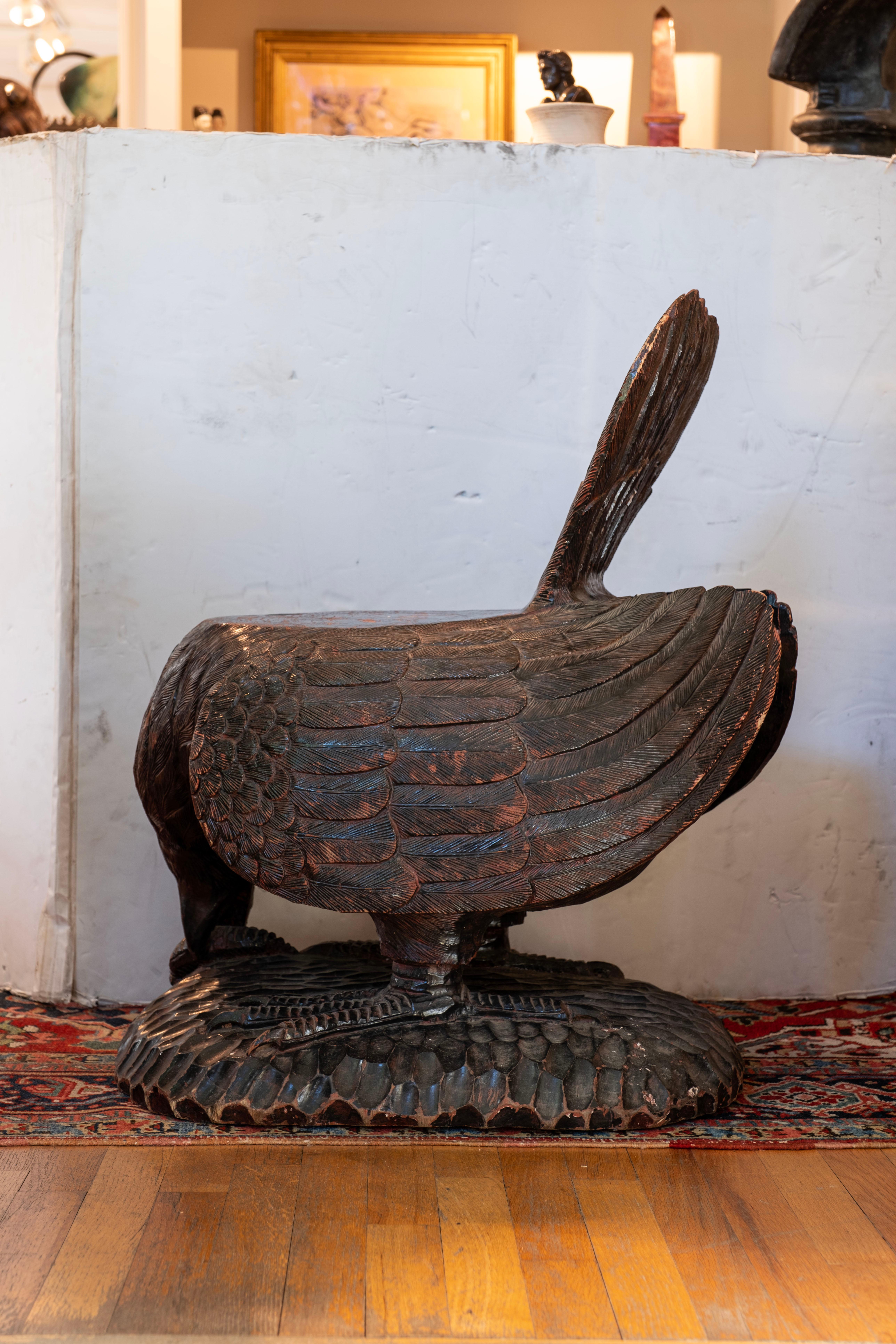 Pair of 18th Century Venetian Carved Eagle Chairs or Benches In Good Condition For Sale In Houston, TX