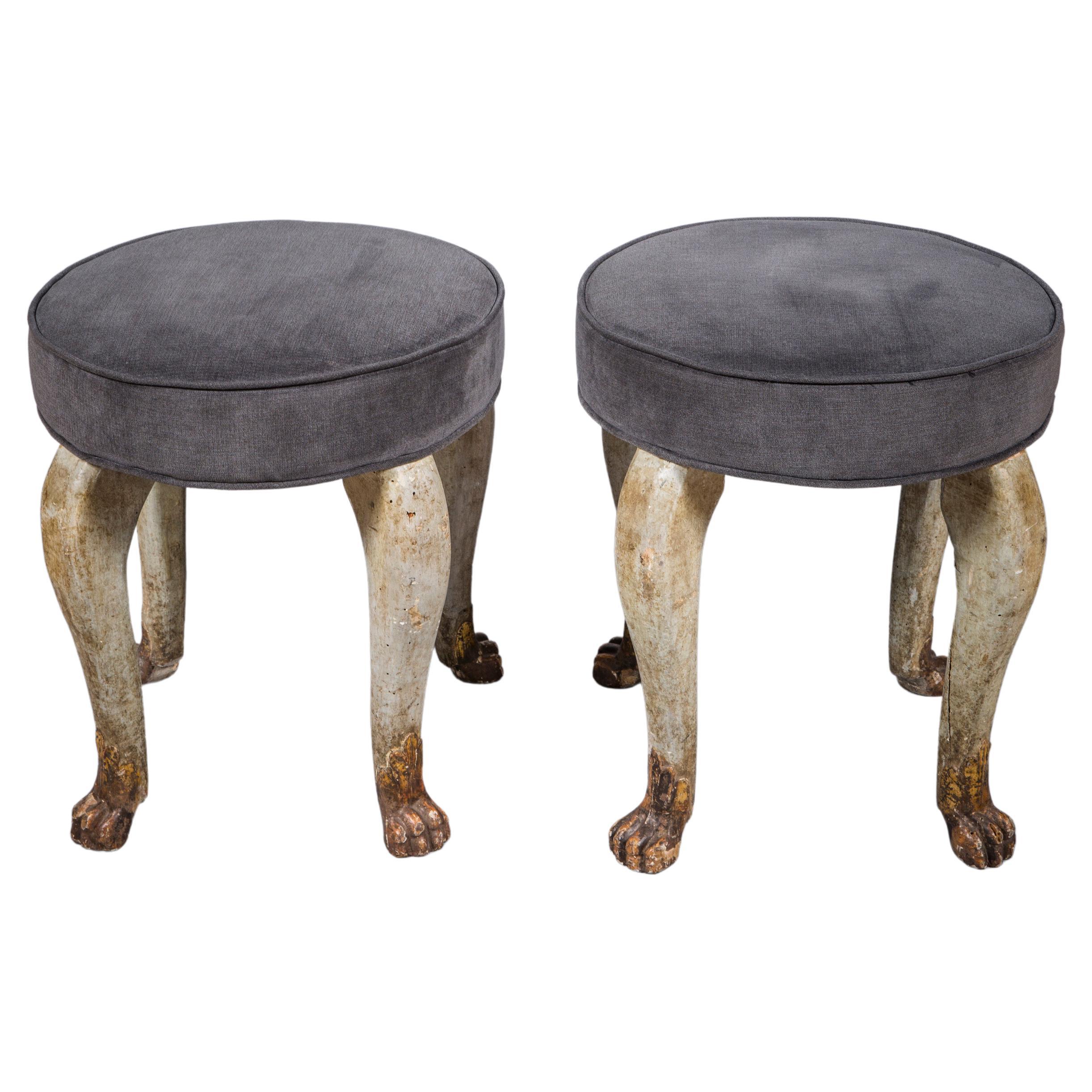Pair of 18th Century Venetian Lacquer Stools For Sale