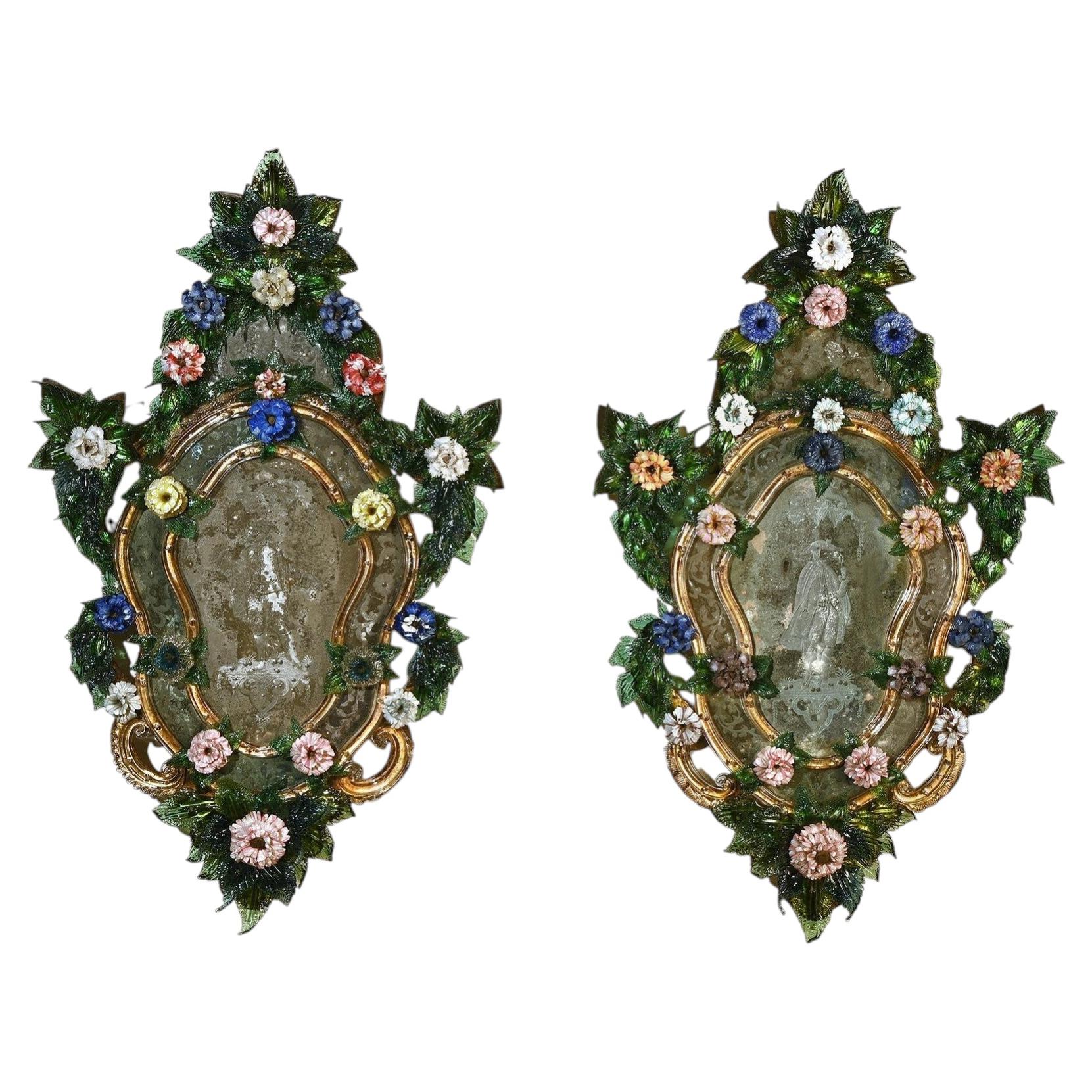 Pair of 18th Century Venetian Murano Glass Mirrors