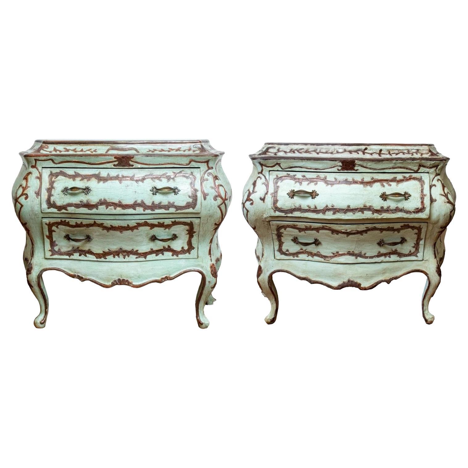 Pair of 18th Century Venetian Painted Commodes