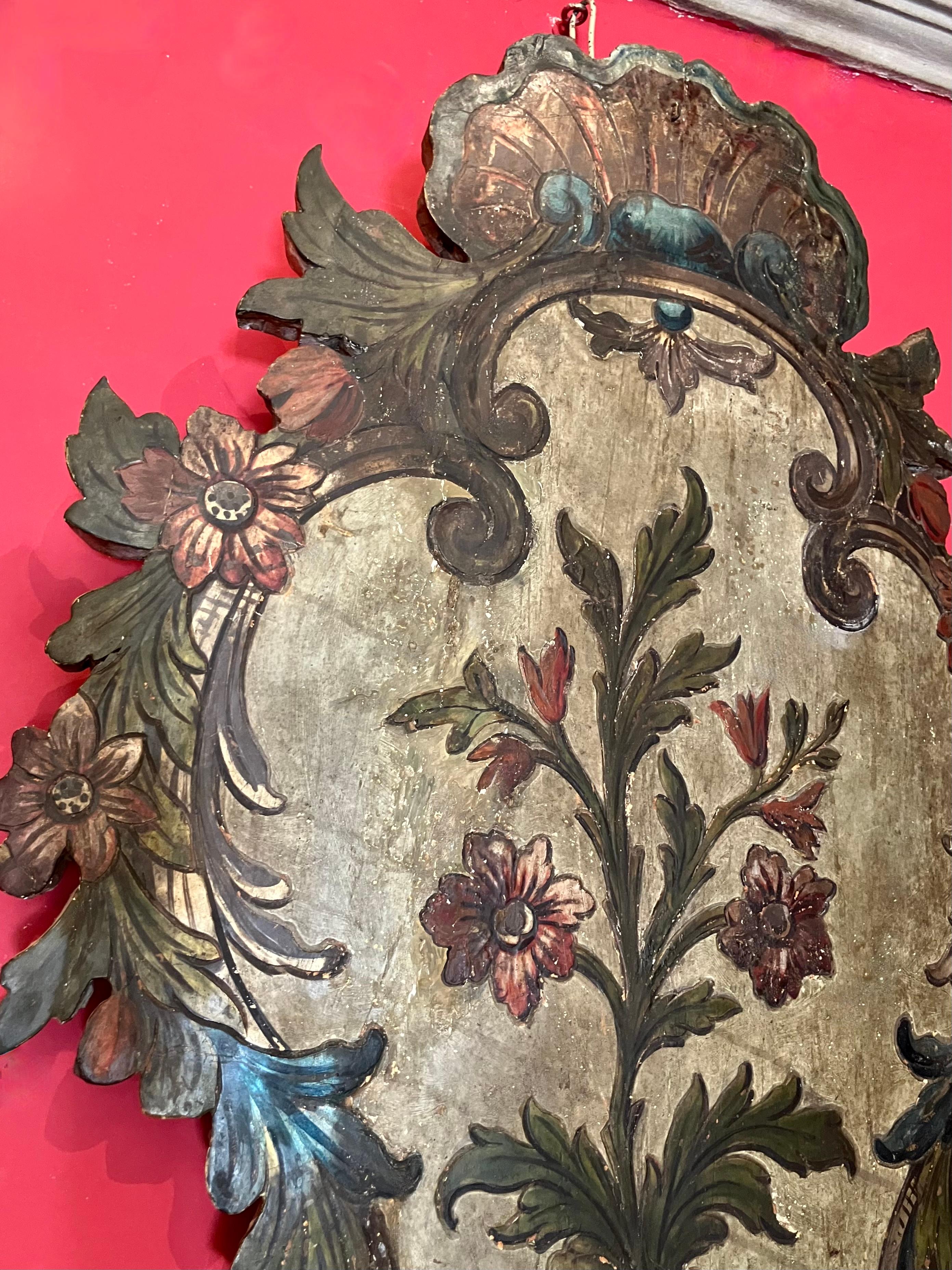 Paar venezianische polychrome und mekkanisch lackierte Wandleuchter aus Holz aus dem 18. im Angebot 5
