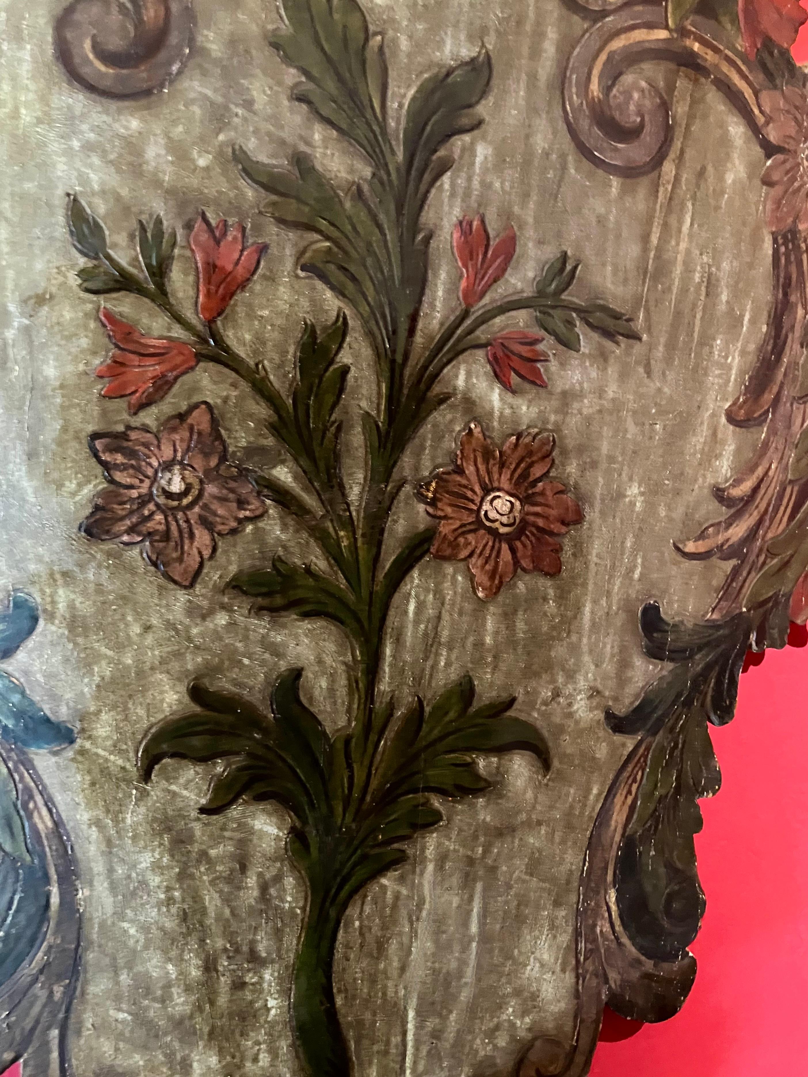 Paar venezianische polychrome und mekkanisch lackierte Wandleuchter aus Holz aus dem 18. im Angebot 6