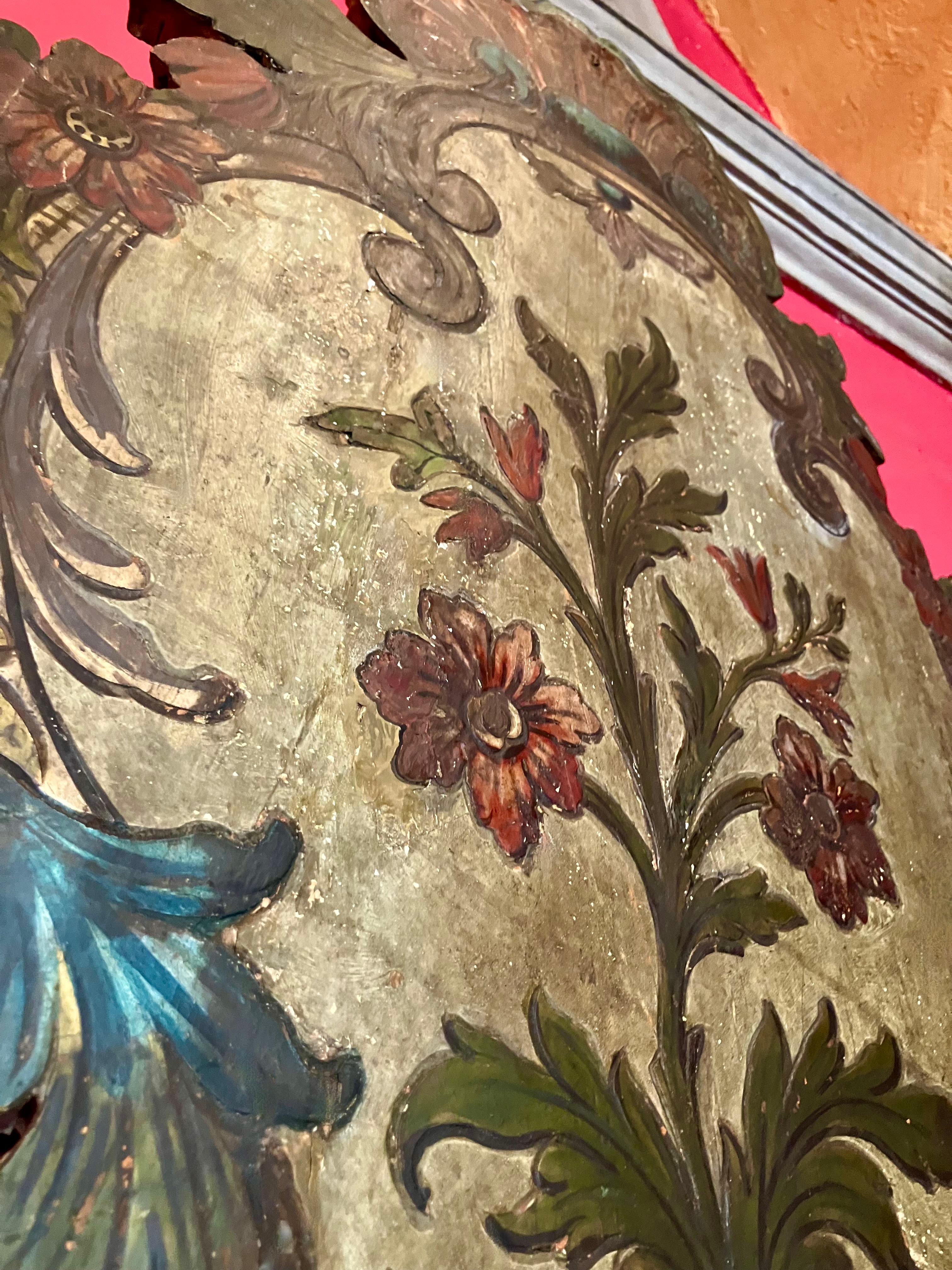 Paar venezianische polychrome und mekkanisch lackierte Wandleuchter aus Holz aus dem 18. (18. Jahrhundert und früher) im Angebot