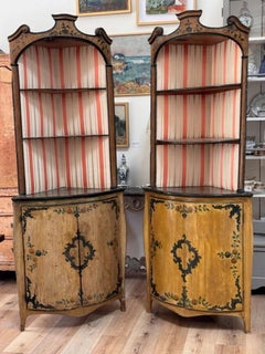 Pair of 18th Century Venetian Rococo Corner Cupboards
