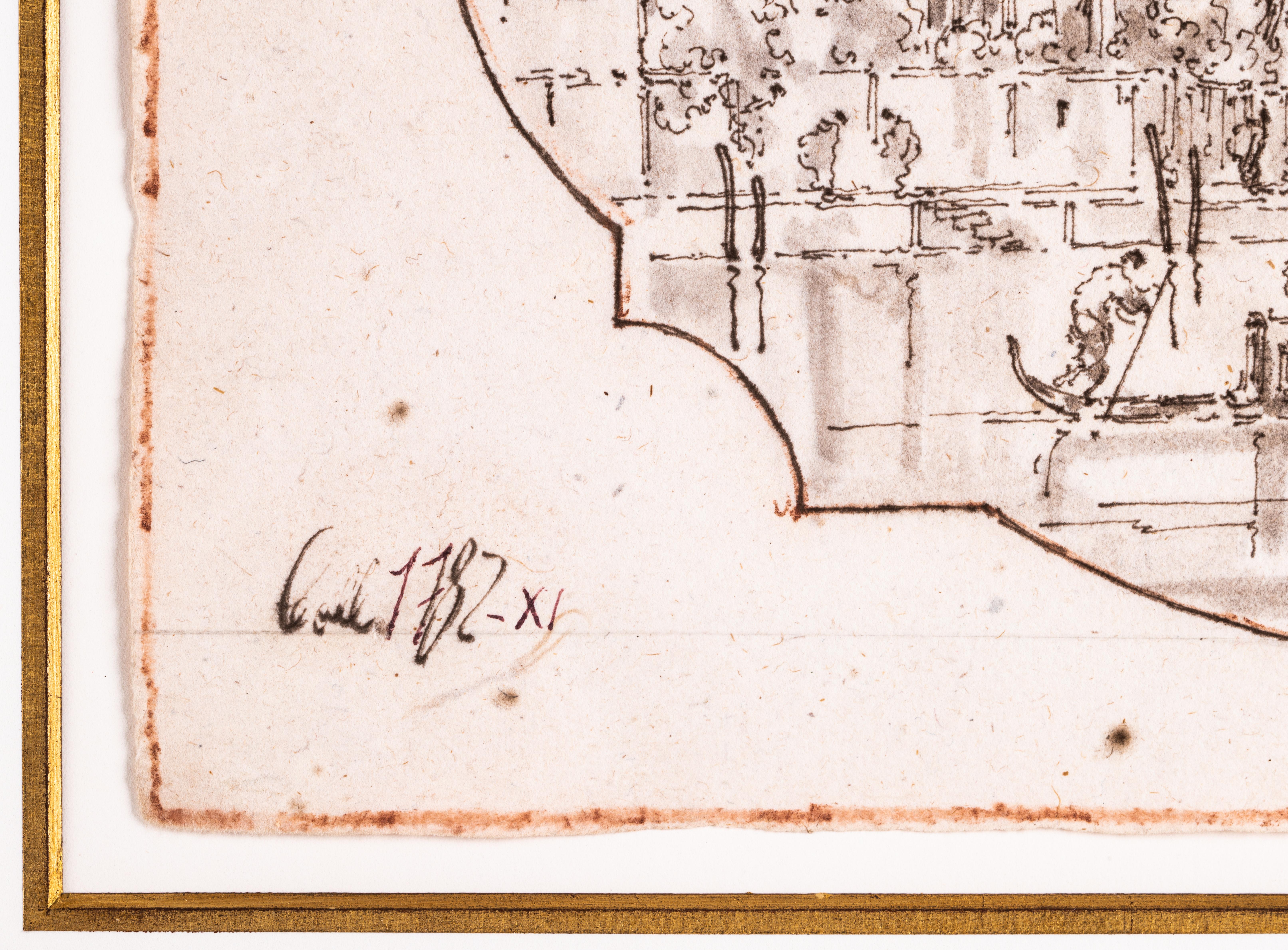 Paar venezianische Ansichten des Großen Kanals aus dem 18. Jahrhundert (Papier) im Angebot